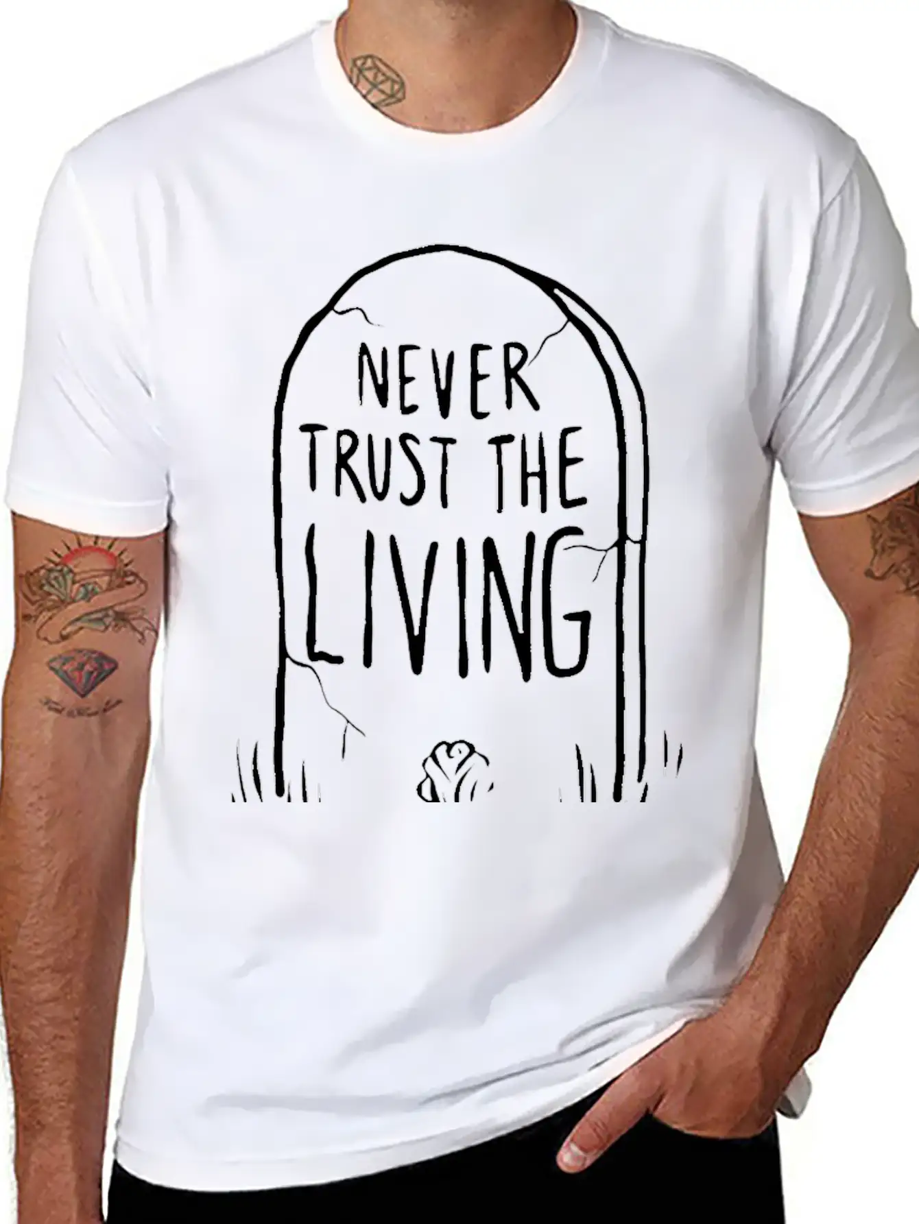 Never Trust The Living Comfortable Minimalist Graphic Tee – Summer Style Essential
