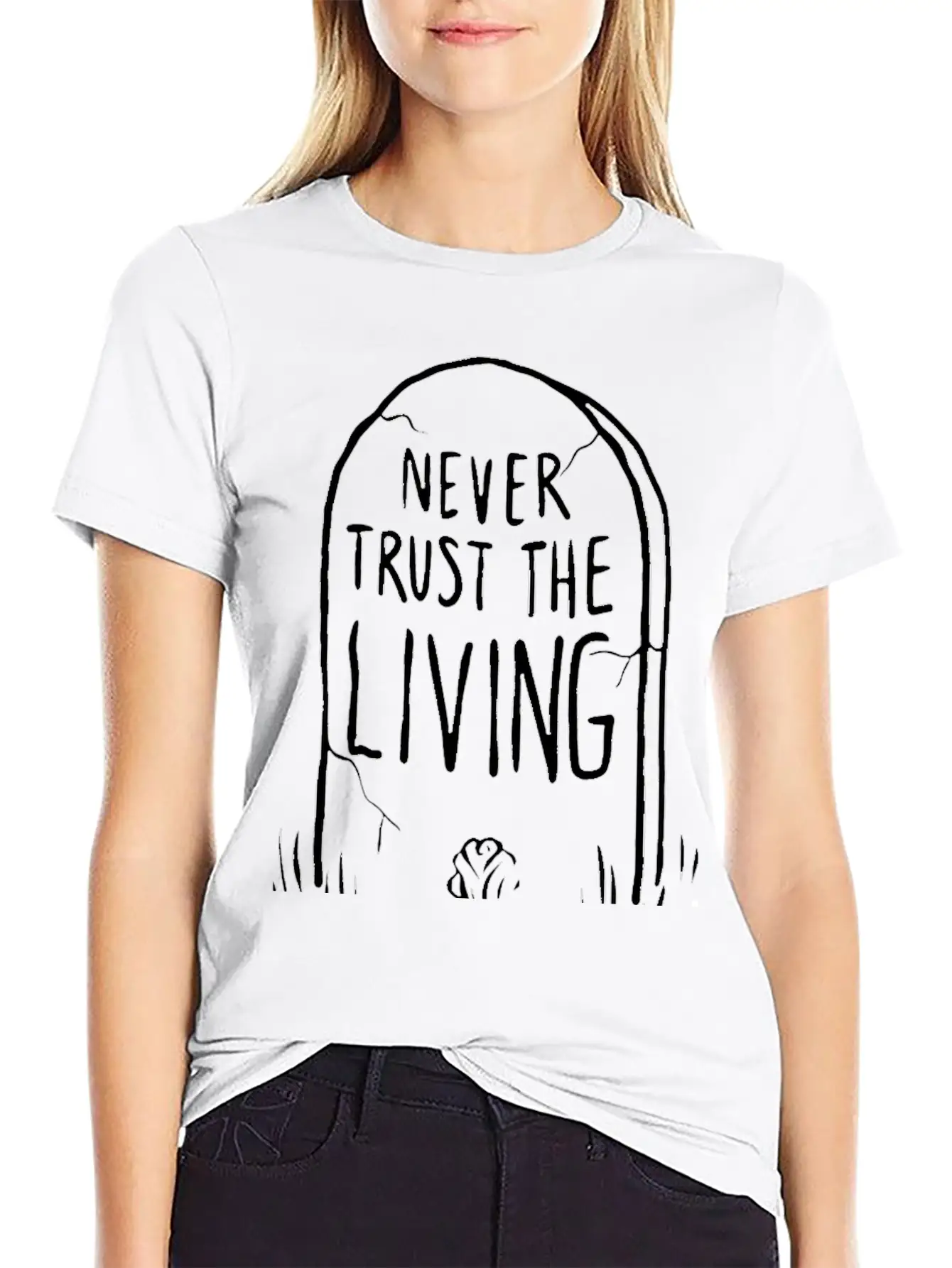 Never Trust The Living Comfortable Minimalist Graphic Tee – Summer Style Essential