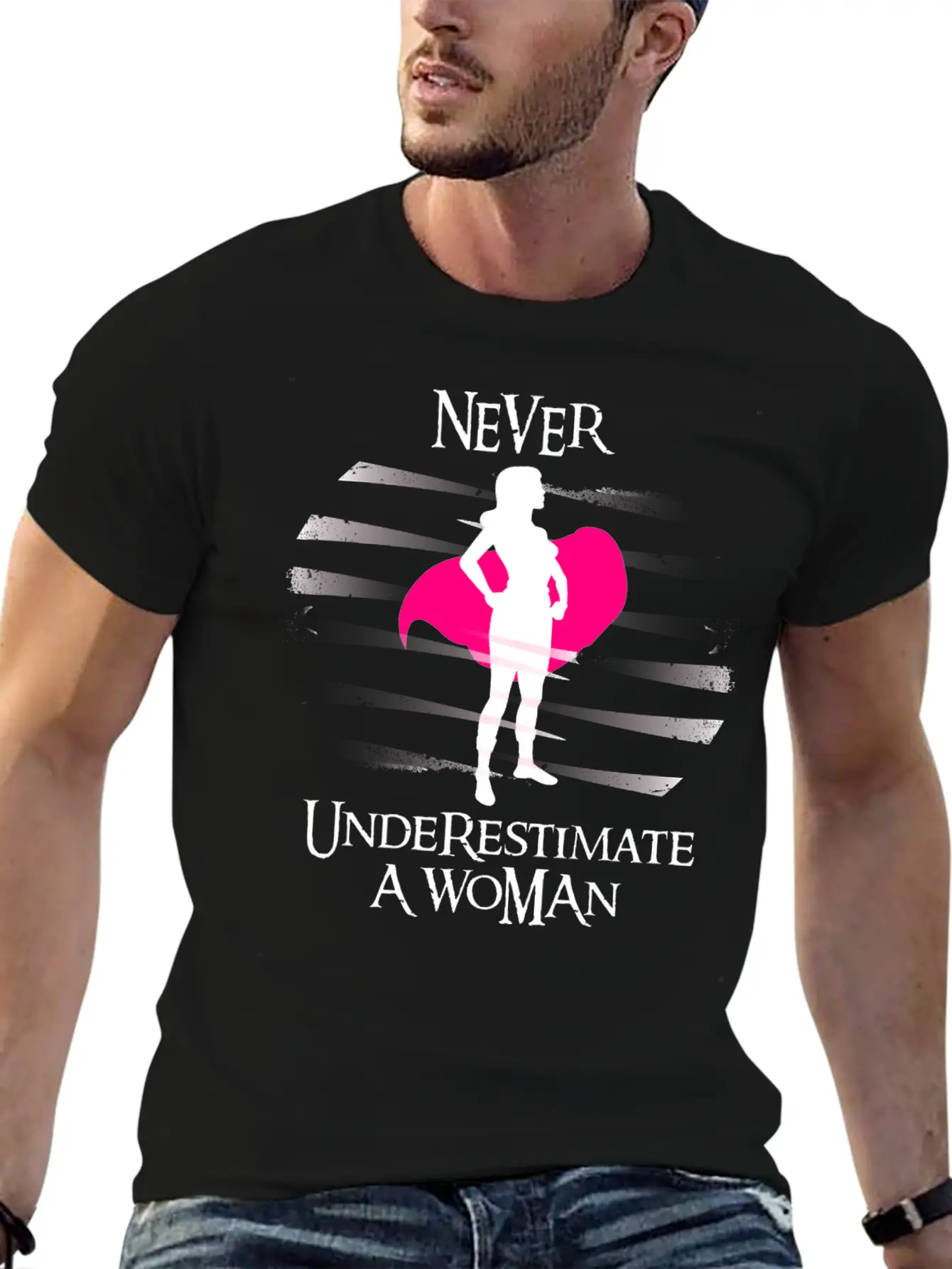 Never Underestimate A Woman. Feminism T-shirt Timeless Short Sleeve Tee – Comfy And Minimalist Design