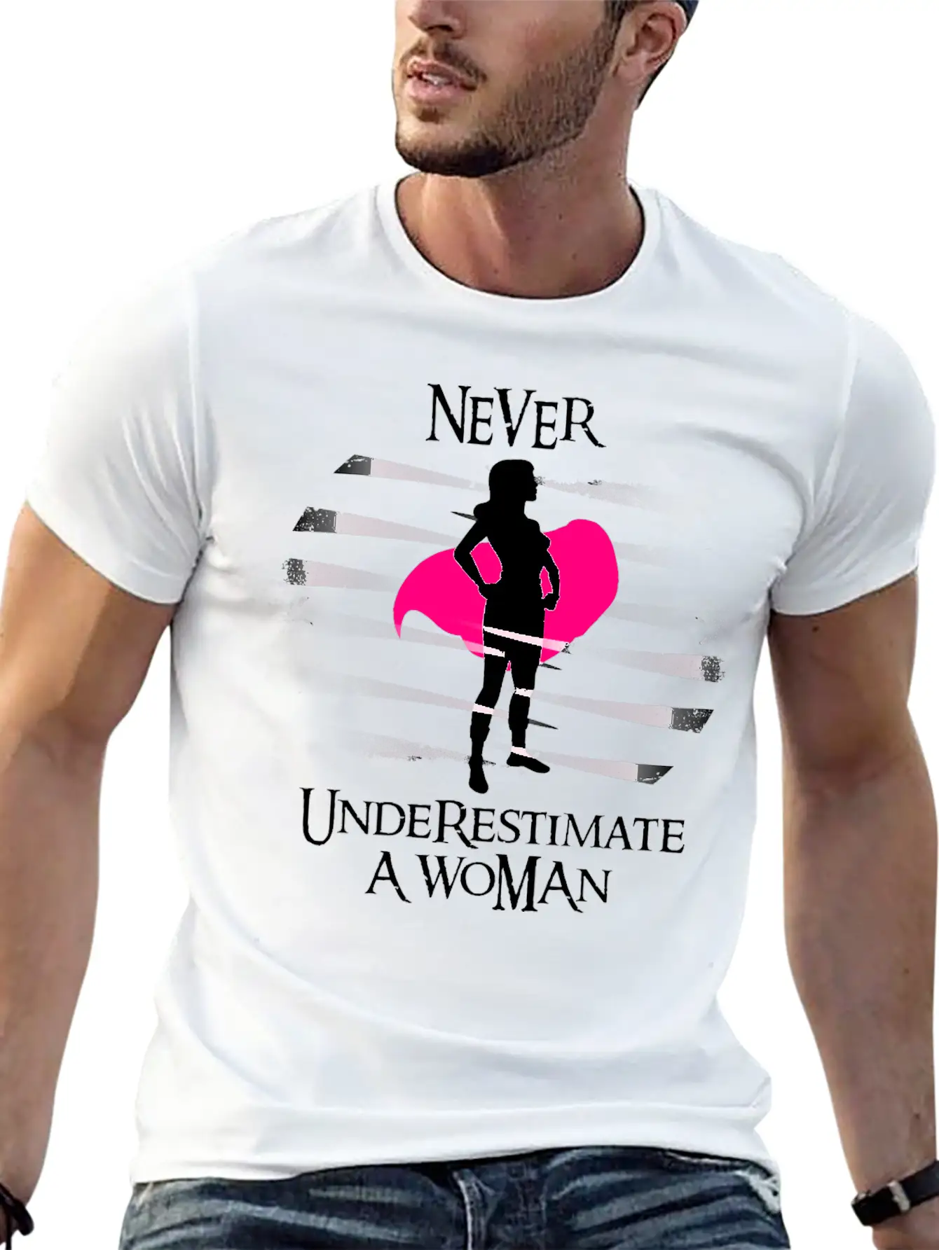 Never Underestimate A Woman. Feminism T-shirt Timeless Short Sleeve Tee – Comfy And Minimalist Design