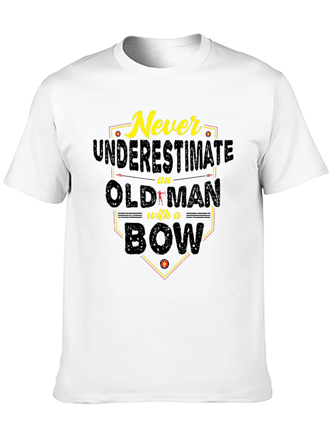 Never Underestimate An Old Man With A Bow - Archer Unisex Short Sleeve Soft Cotton T-Shirt – Casual Everyday Wear