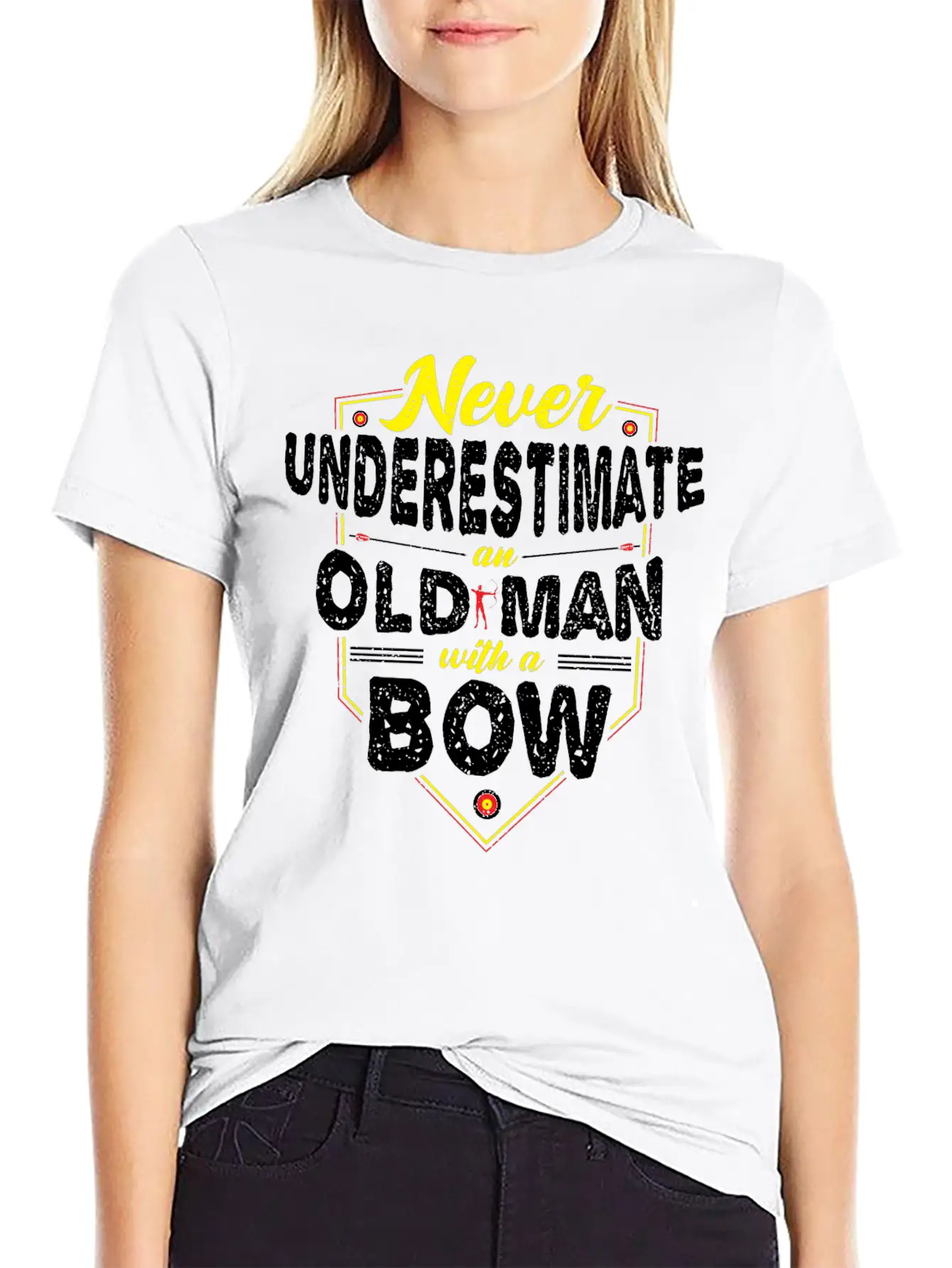 Never Underestimate An Old Man With A Bow - Archer Unisex Short Sleeve Soft Cotton T-Shirt – Casual Everyday Wear