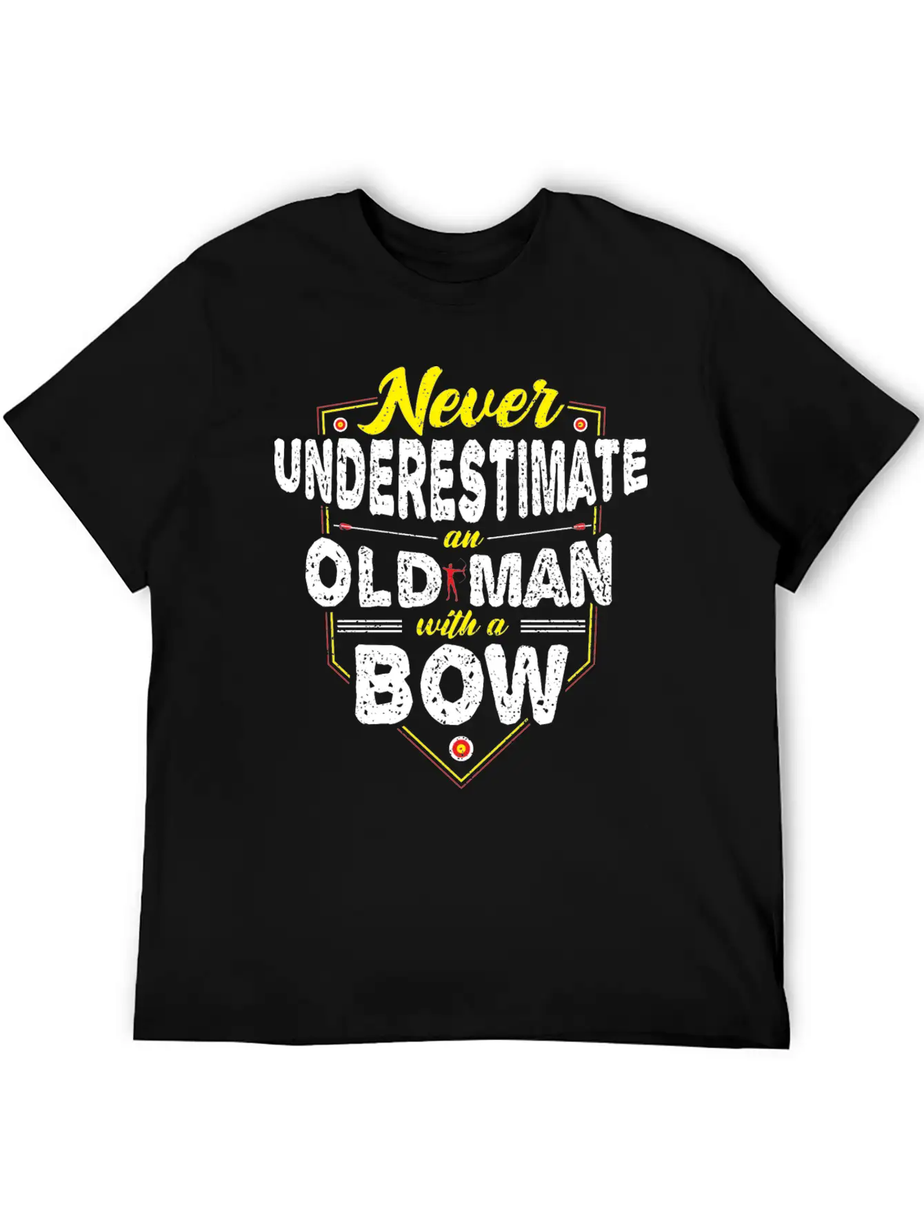 Never Underestimate An Old Man With A Bow - Archer Unisex Short Sleeve Soft Cotton T-Shirt – Casual Everyday Wear
