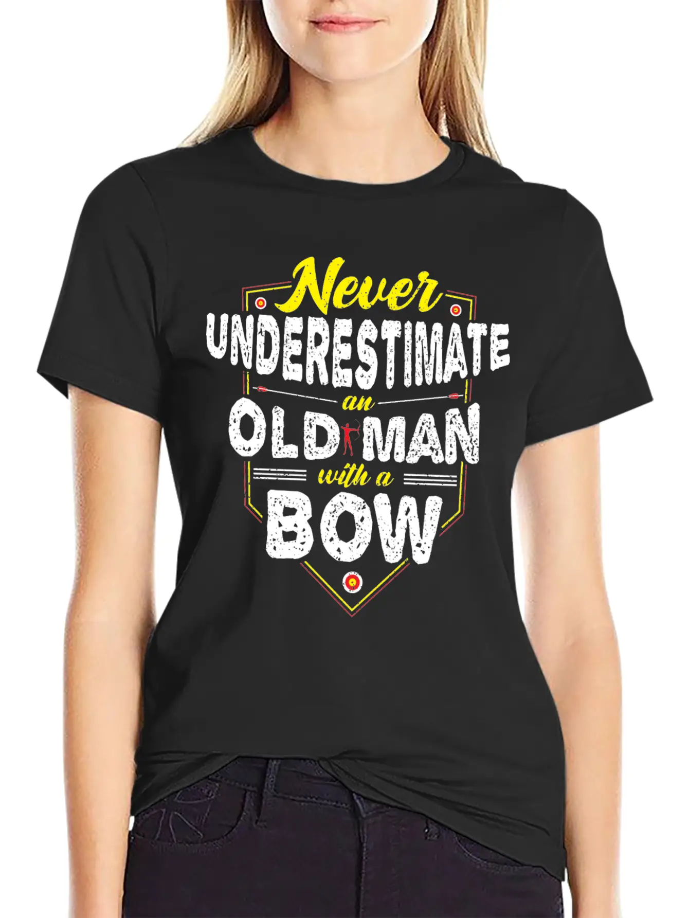Never Underestimate An Old Man With A Bow - Archer Unisex Short Sleeve Soft Cotton T-Shirt – Casual Everyday Wear