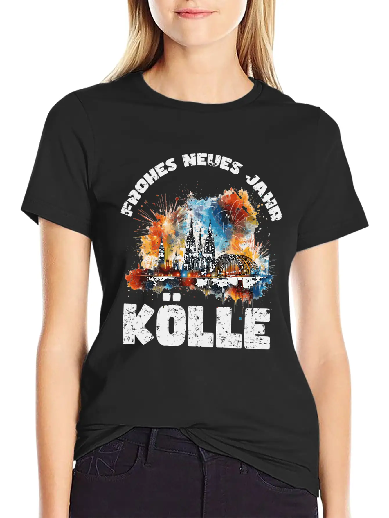 New Years Eve Happy New Year Firework In Cologne Basic Graphic T-Shirt – Daily Comfort In Soft Cotton