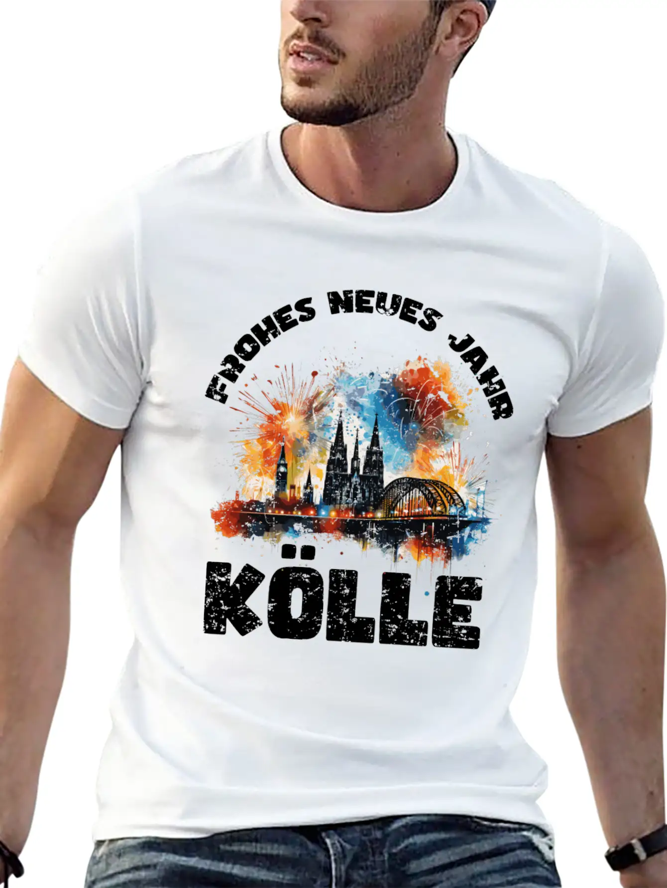 New Years Eve Happy New Year Firework In Cologne Basic Graphic T-Shirt – Daily Comfort In Soft Cotton