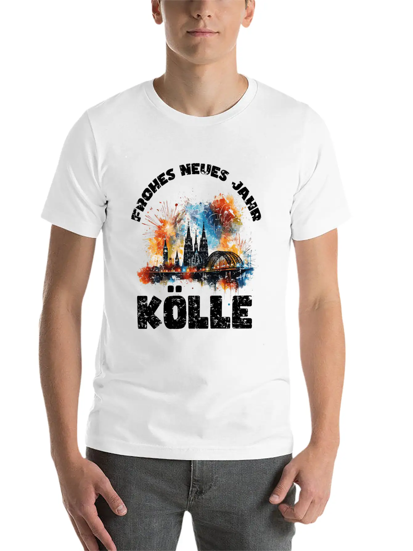 New Years Eve Happy New Year Firework In Cologne Basic Graphic T-Shirt – Daily Comfort In Soft Cotton