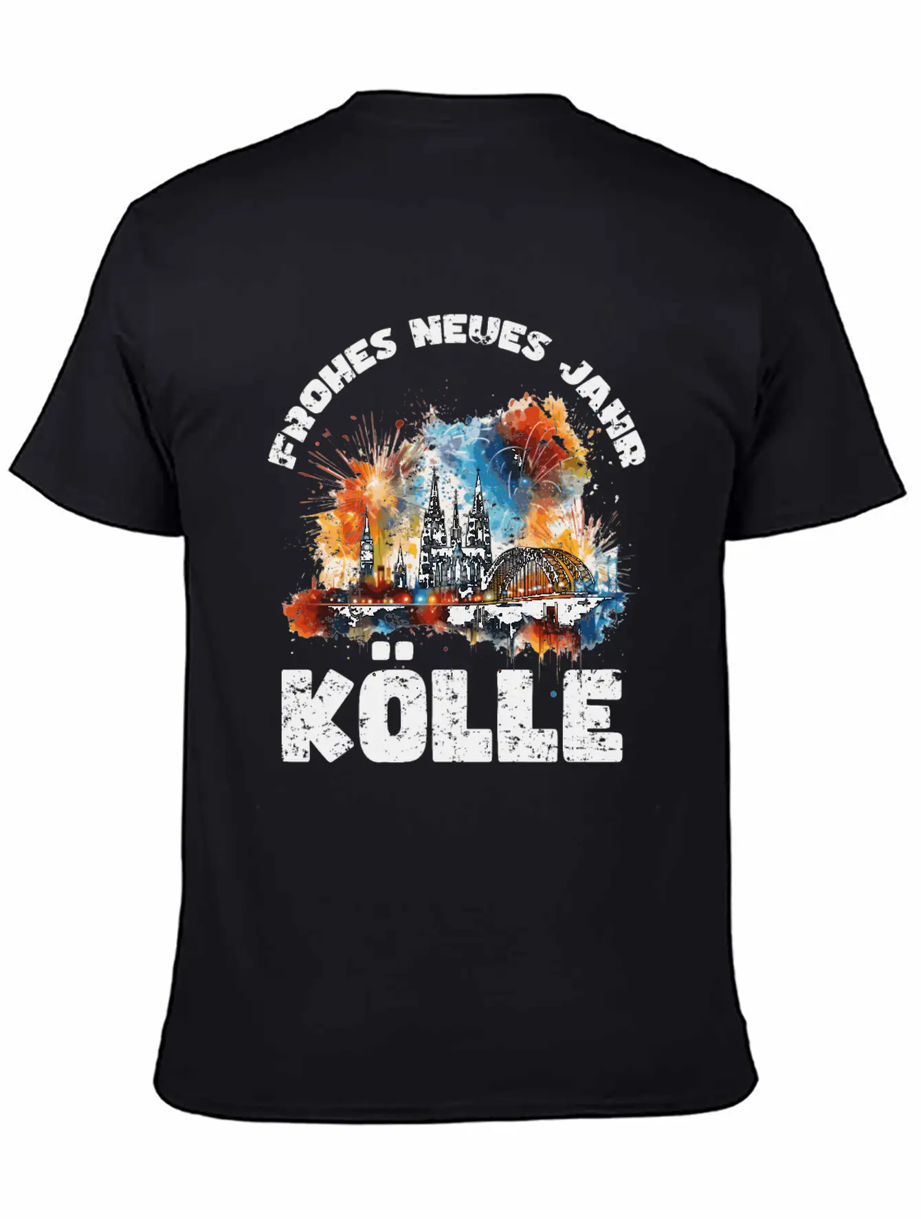 New Years Eve Happy New Year Firework In Cologne Basic Graphic T-Shirt – Daily Comfort In Soft Cotton