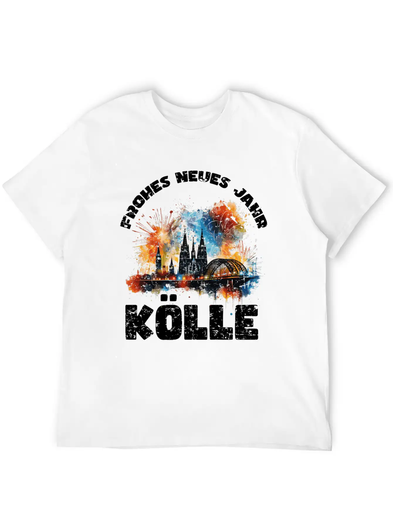 New Years Eve Happy New Year Firework In Cologne Basic Graphic T-Shirt – Daily Comfort In Soft Cotton