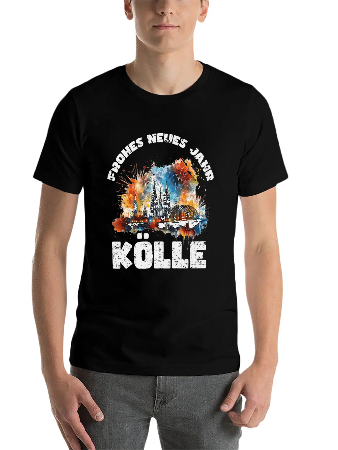 New Years Eve Happy New Year Firework In Cologne Basic Graphic T-Shirt – Daily Comfort In Soft Cotton