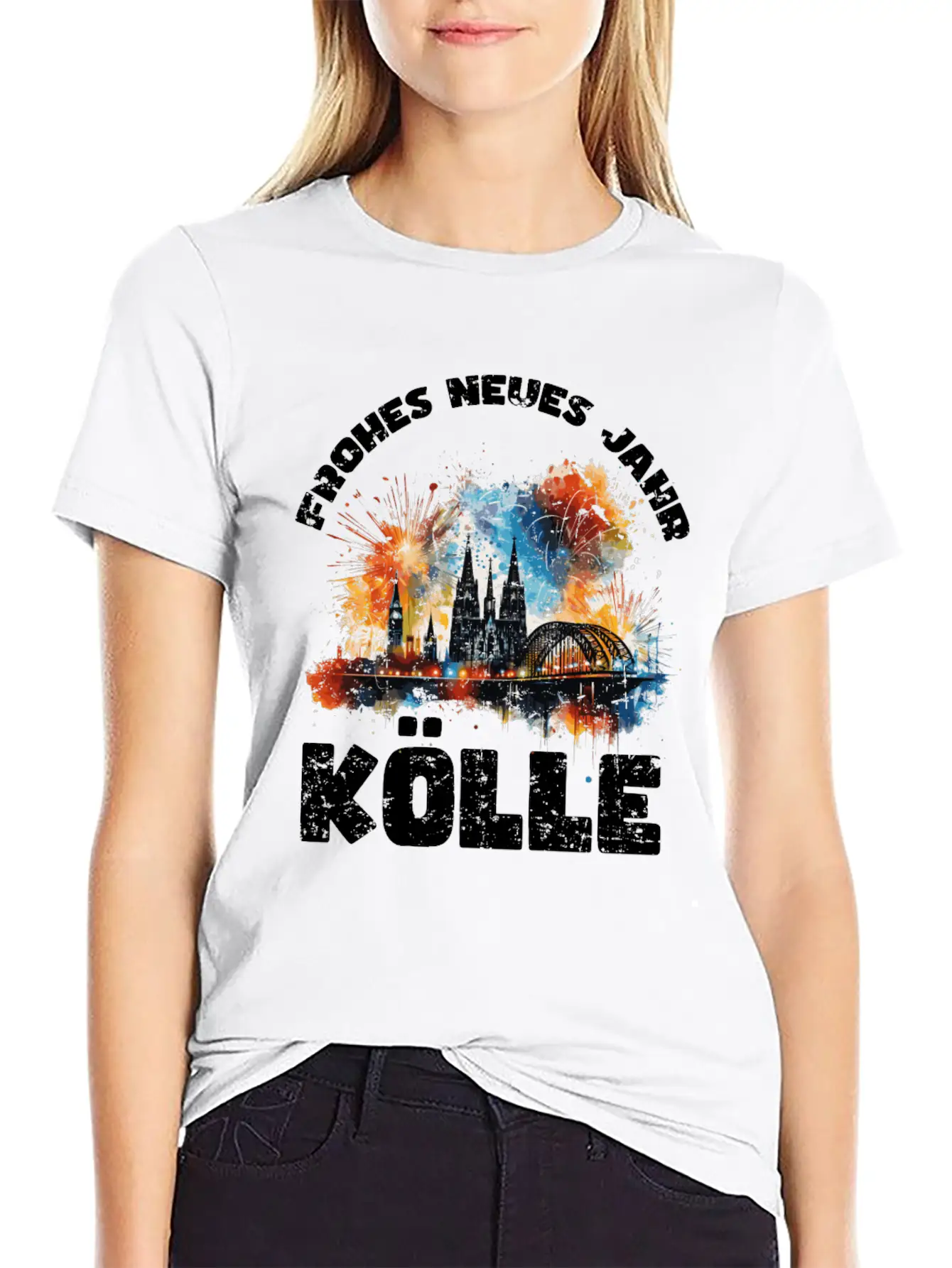 New Years Eve Happy New Year Firework In Cologne Basic Graphic T-Shirt – Daily Comfort In Soft Cotton