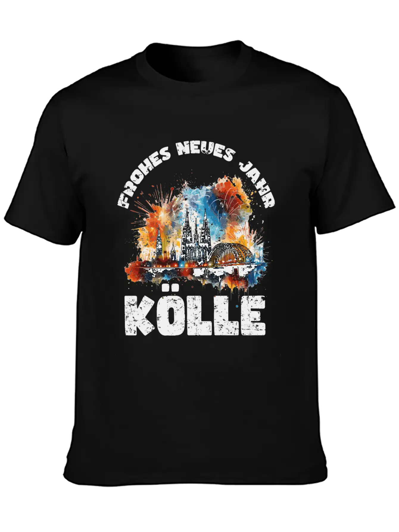 New Years Eve Happy New Year Firework In Cologne Basic Graphic T-Shirt – Daily Comfort In Soft Cotton