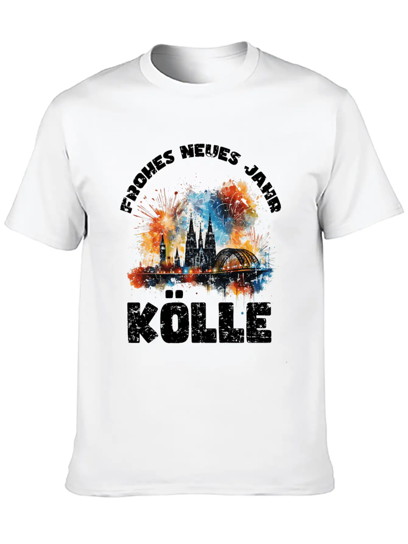 New Years Eve Happy New Year Firework In Cologne Basic Graphic T-Shirt – Daily Comfort In Soft Cotton