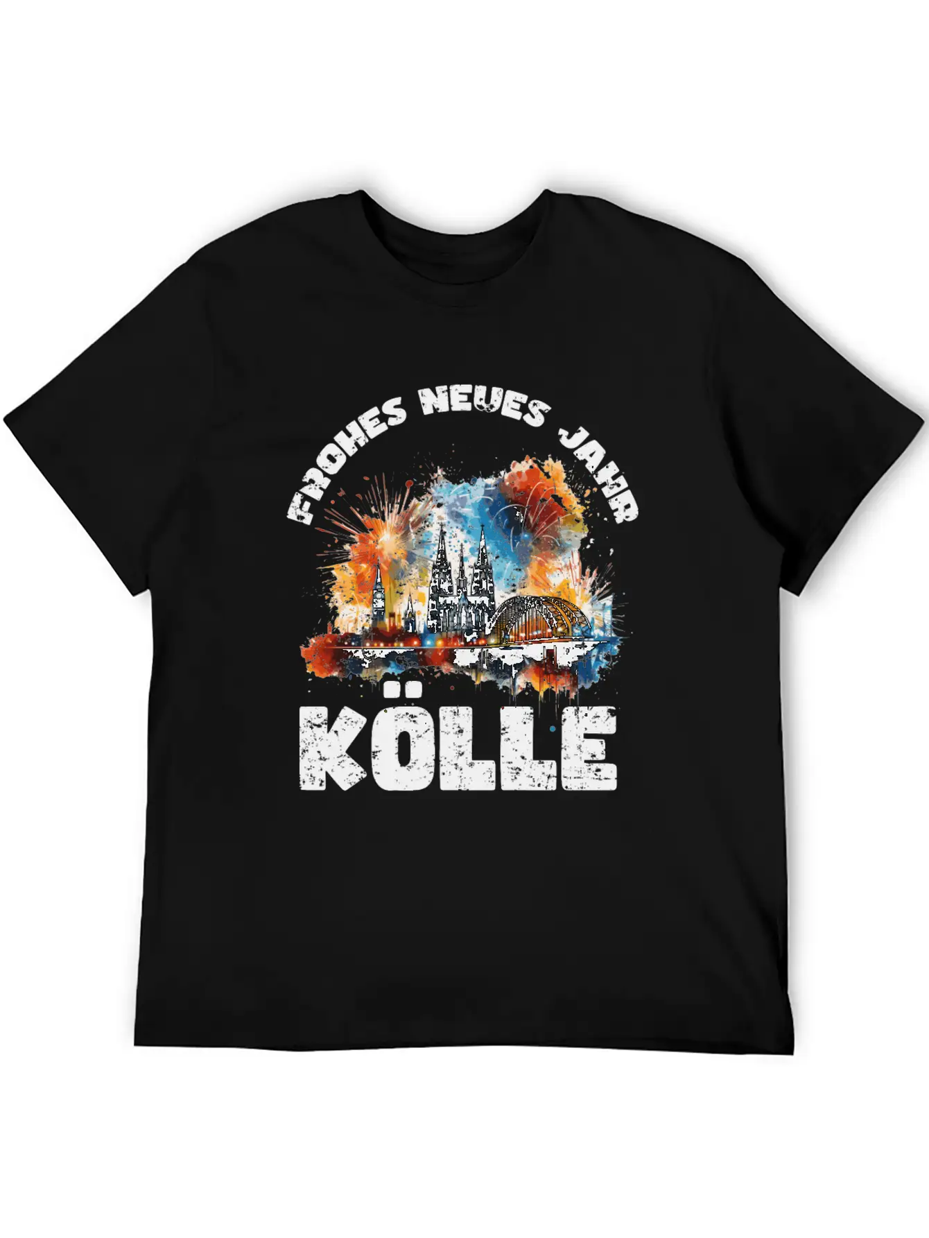 New Years Eve Happy New Year Firework In Cologne Basic Graphic T-Shirt – Daily Comfort In Soft Cotton