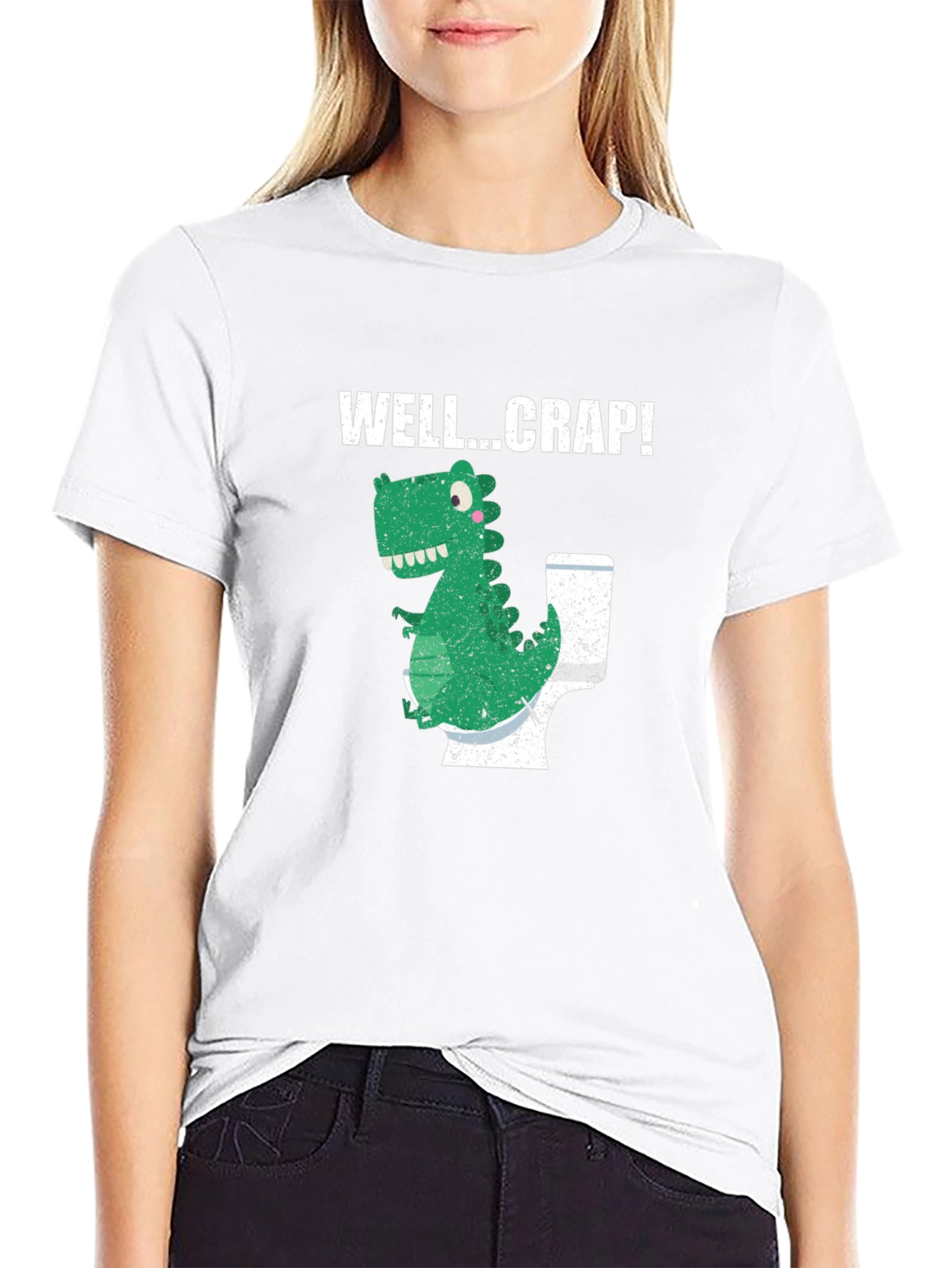 Funny Dinosaur Toilet Humor Graphic T-Shirt