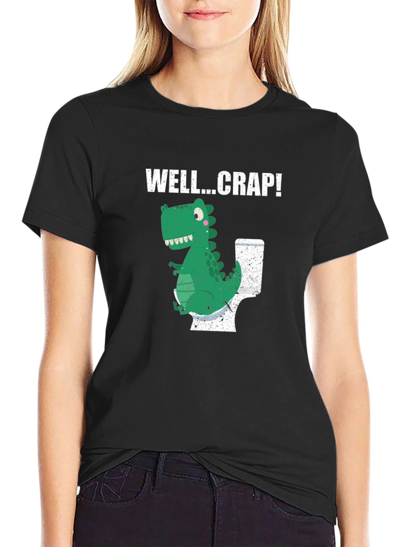 Funny Dinosaur Toilet Humor Graphic T-Shirt