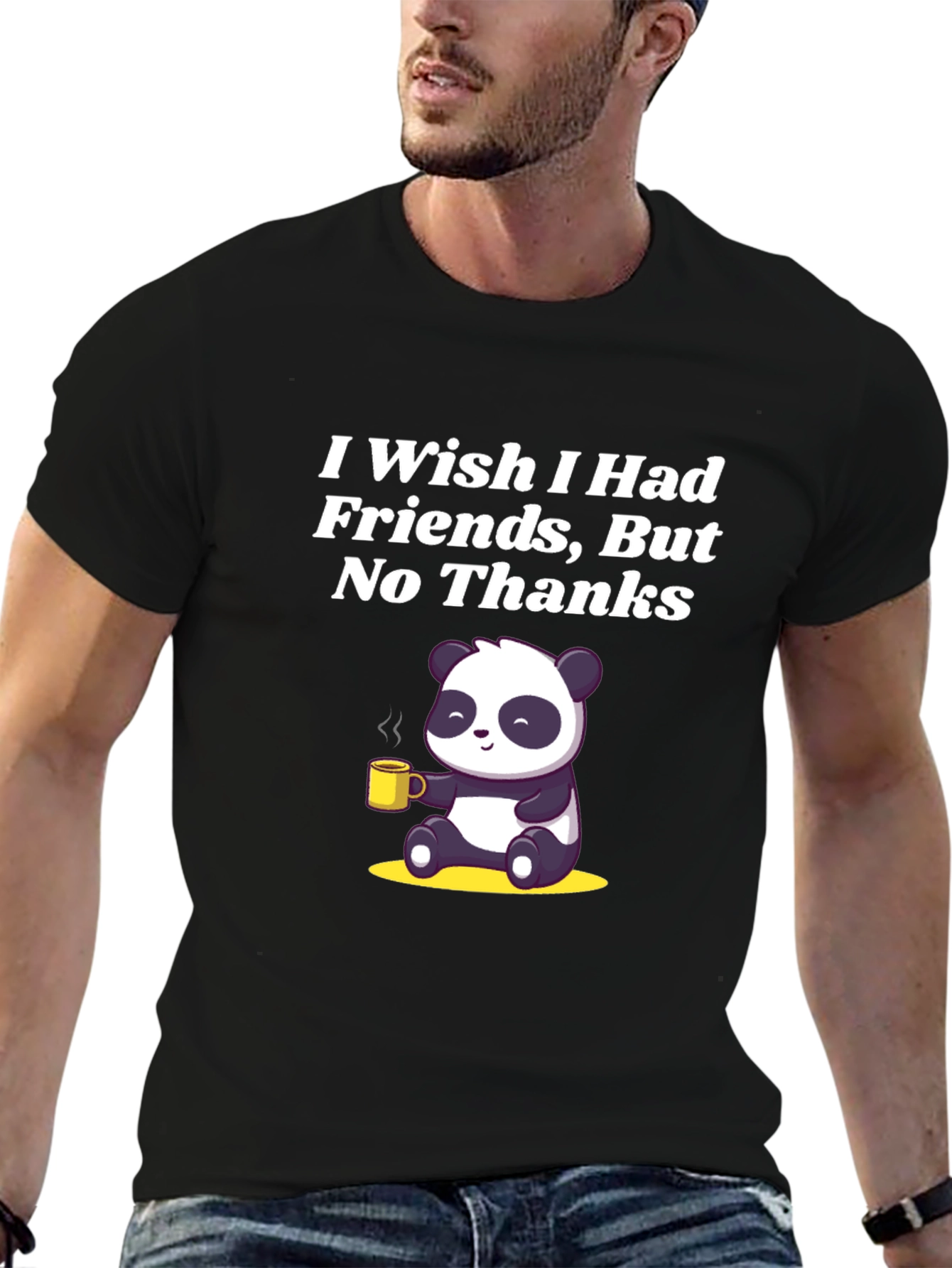 I Wish I Had Friends Panda T-Shirt