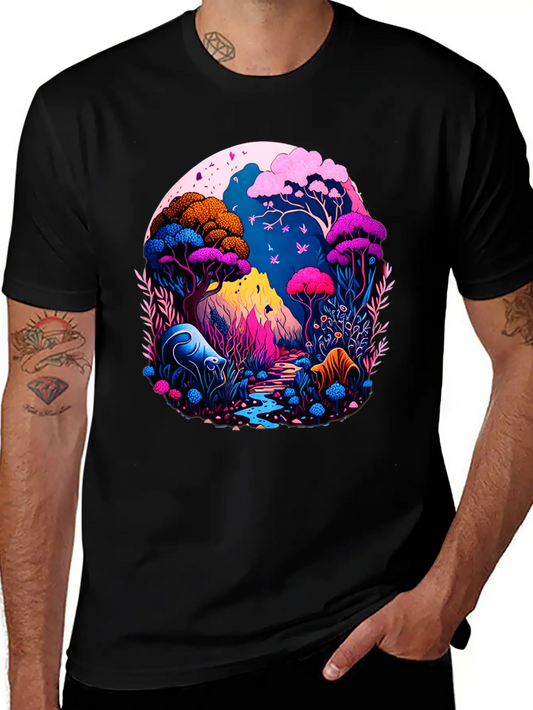 Night Landscape Essential Unisex Summer Tee – Soft Cotton Casual Fit