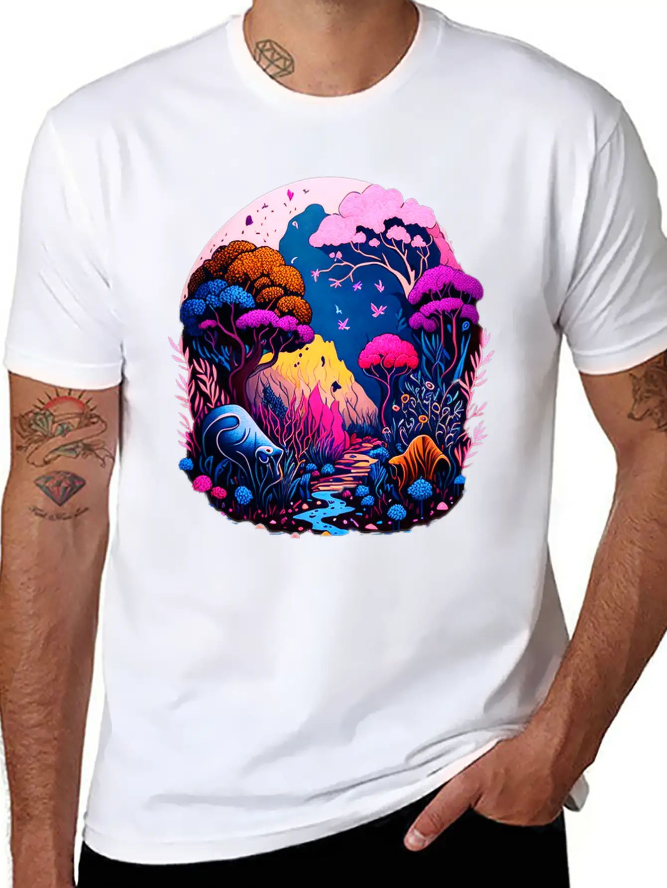 Night Landscape Essential Unisex Summer Tee – Soft Cotton Casual Fit