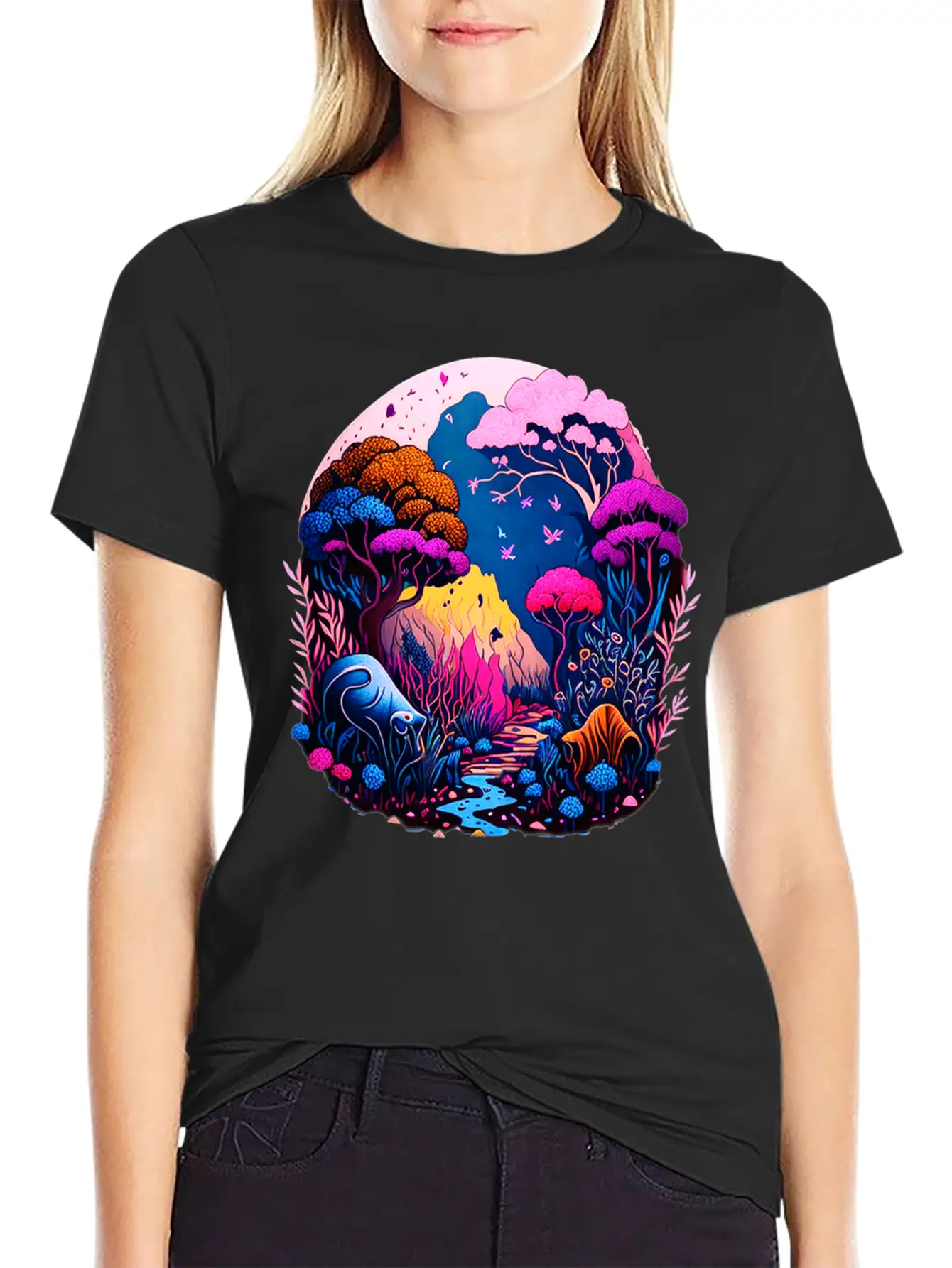 Night Landscape Essential Unisex Summer Tee – Soft Cotton Casual Fit