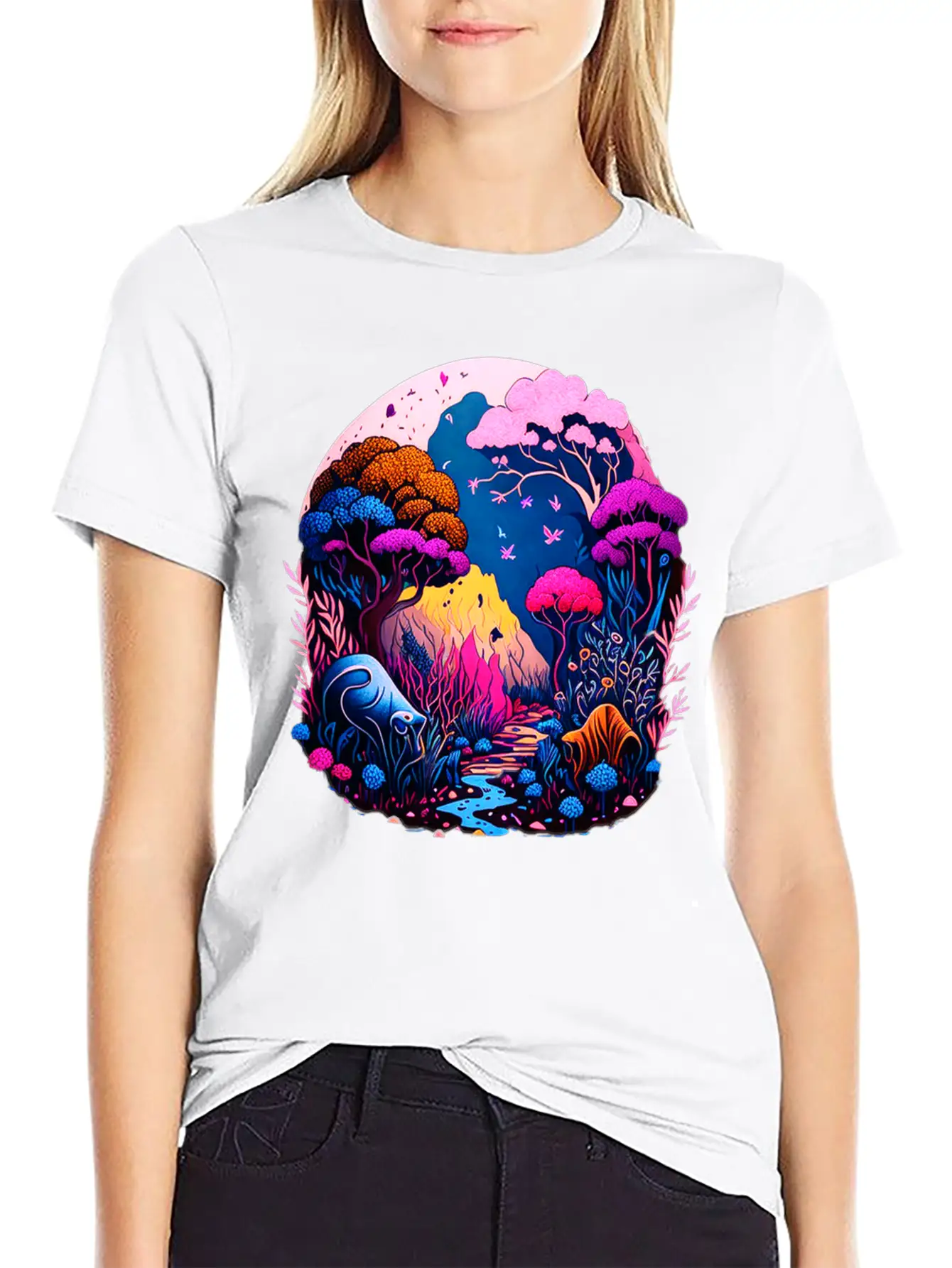 Night Landscape Essential Unisex Summer Tee – Soft Cotton Casual Fit