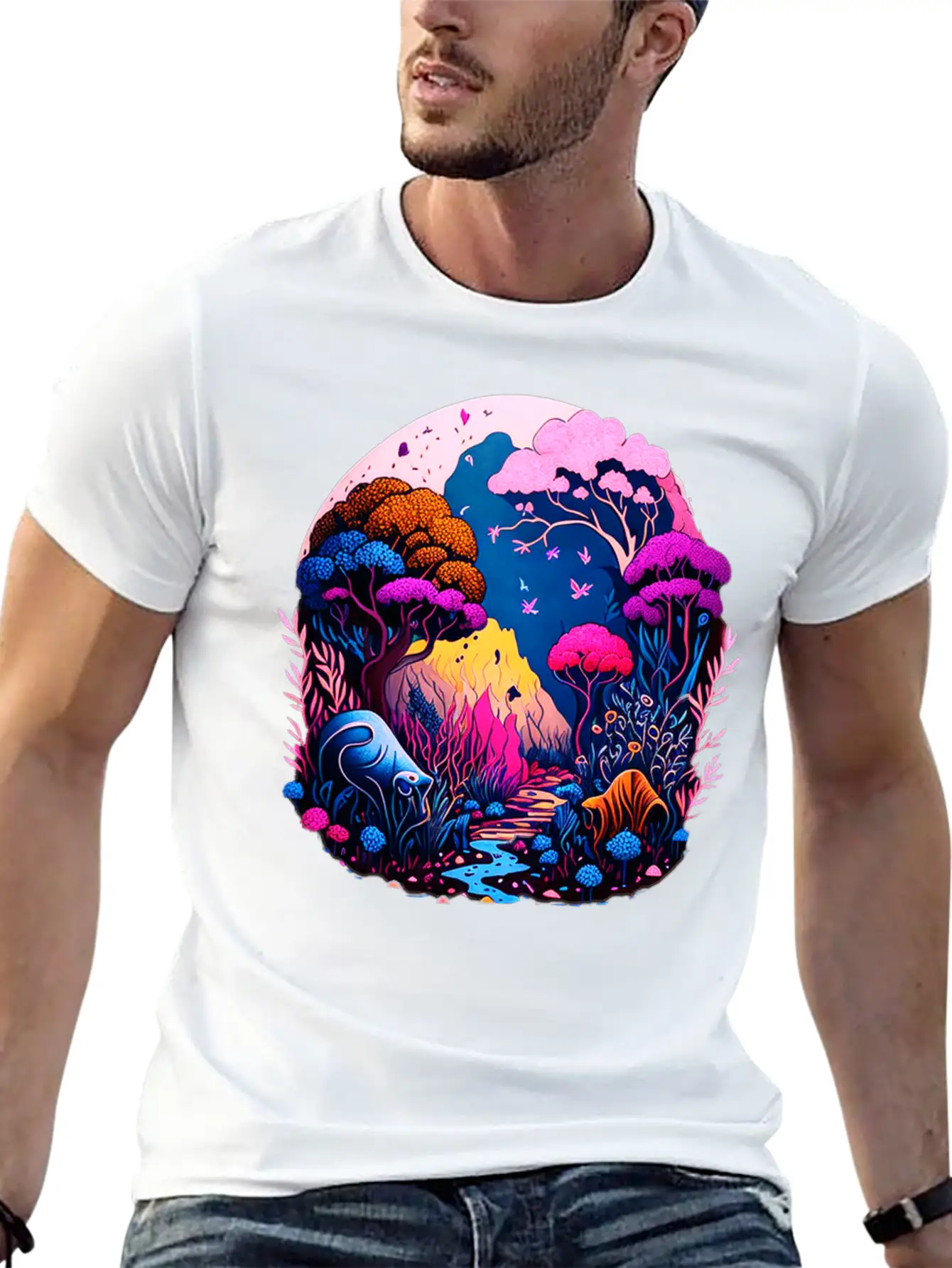 Night Landscape Essential Unisex Summer Tee – Soft Cotton Casual Fit