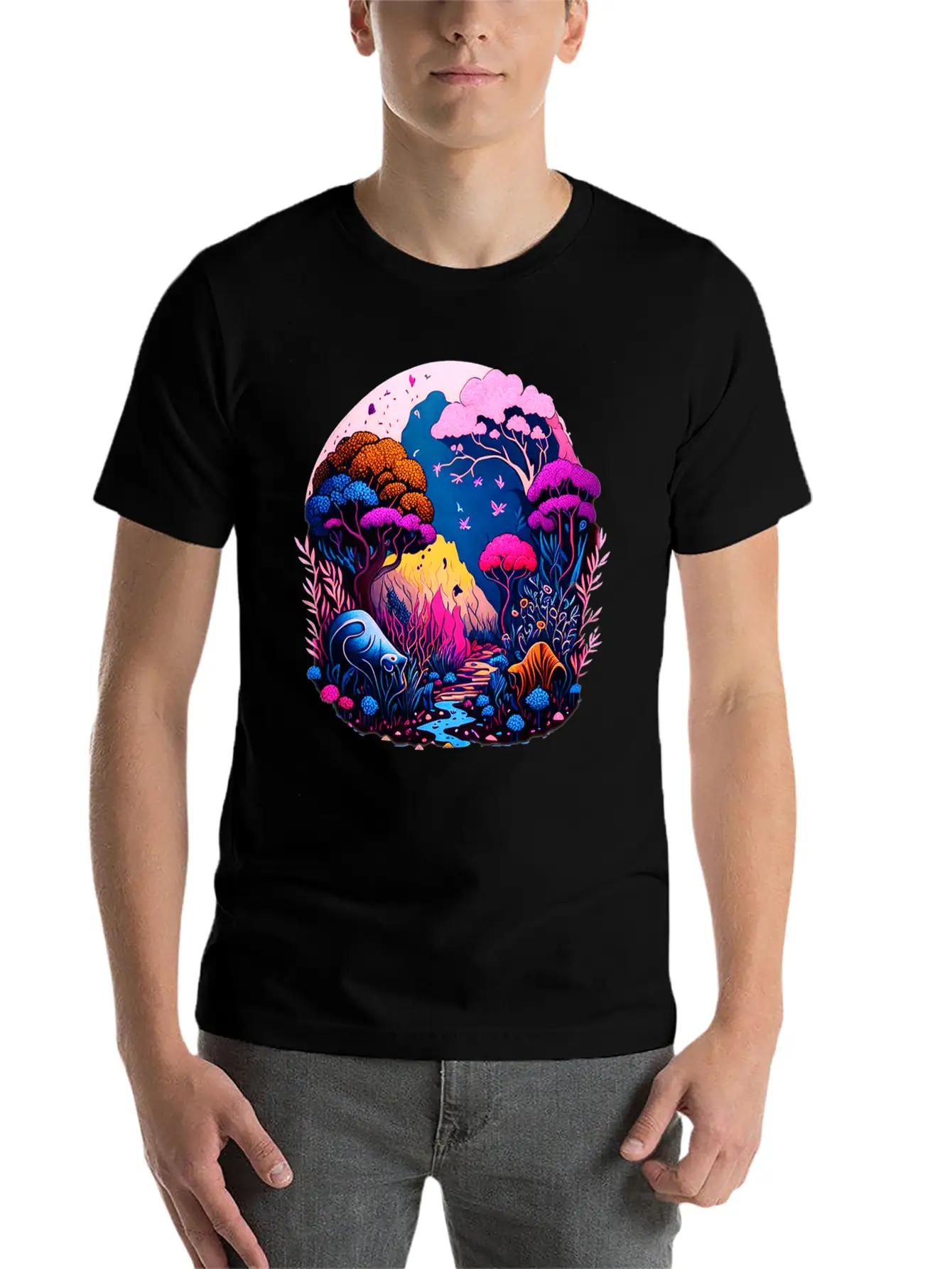 Night Landscape Essential Unisex Summer Tee – Soft Cotton Casual Fit
