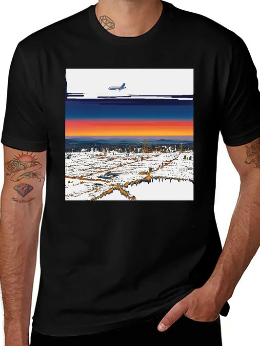 Nightscape Urban Hiroshi Nagai Abstract Essential Unisex Summer Tee – Soft Cotton Casual Fit