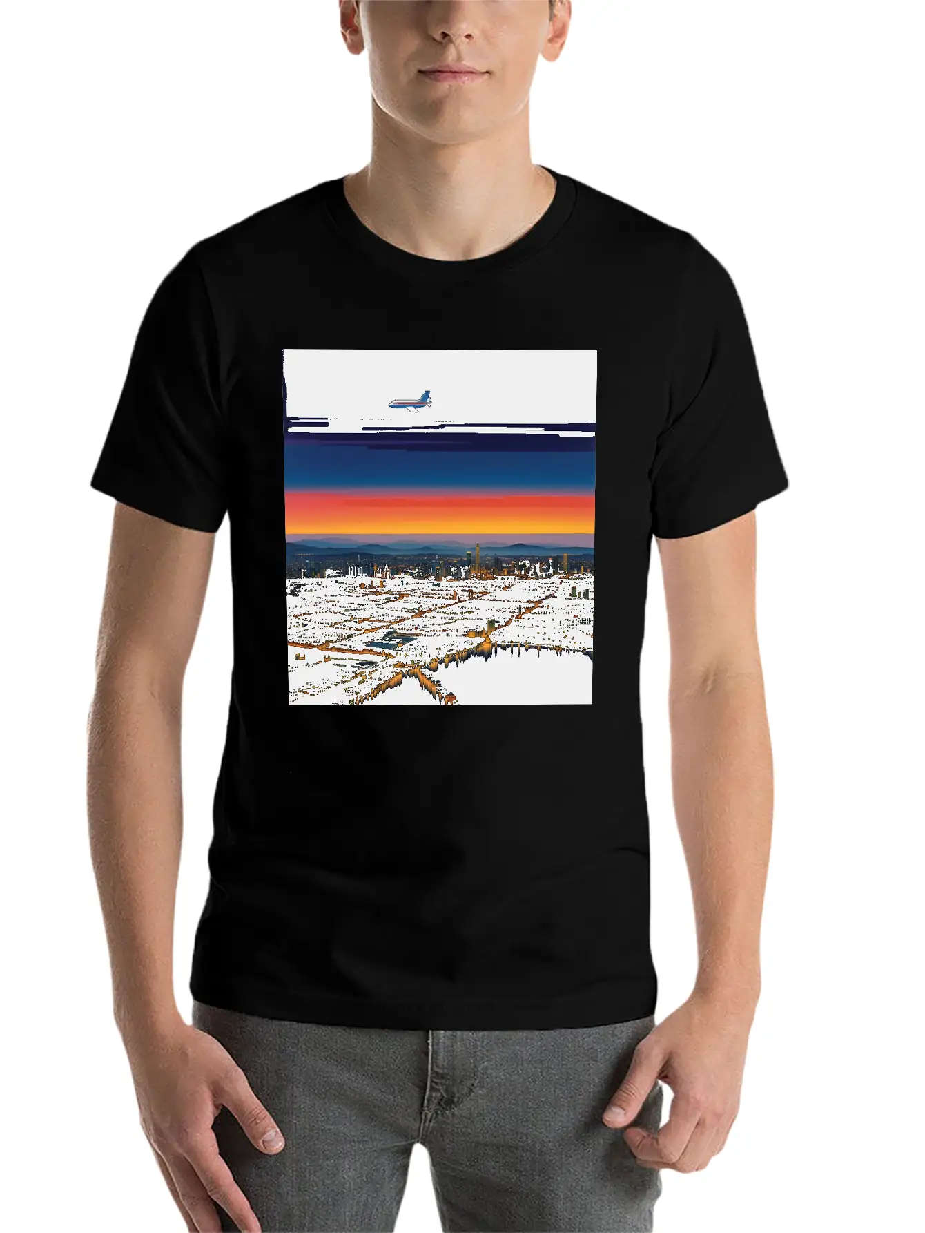 Nightscape Urban Hiroshi Nagai Abstract Essential Unisex Summer Tee – Soft Cotton Casual Fit
