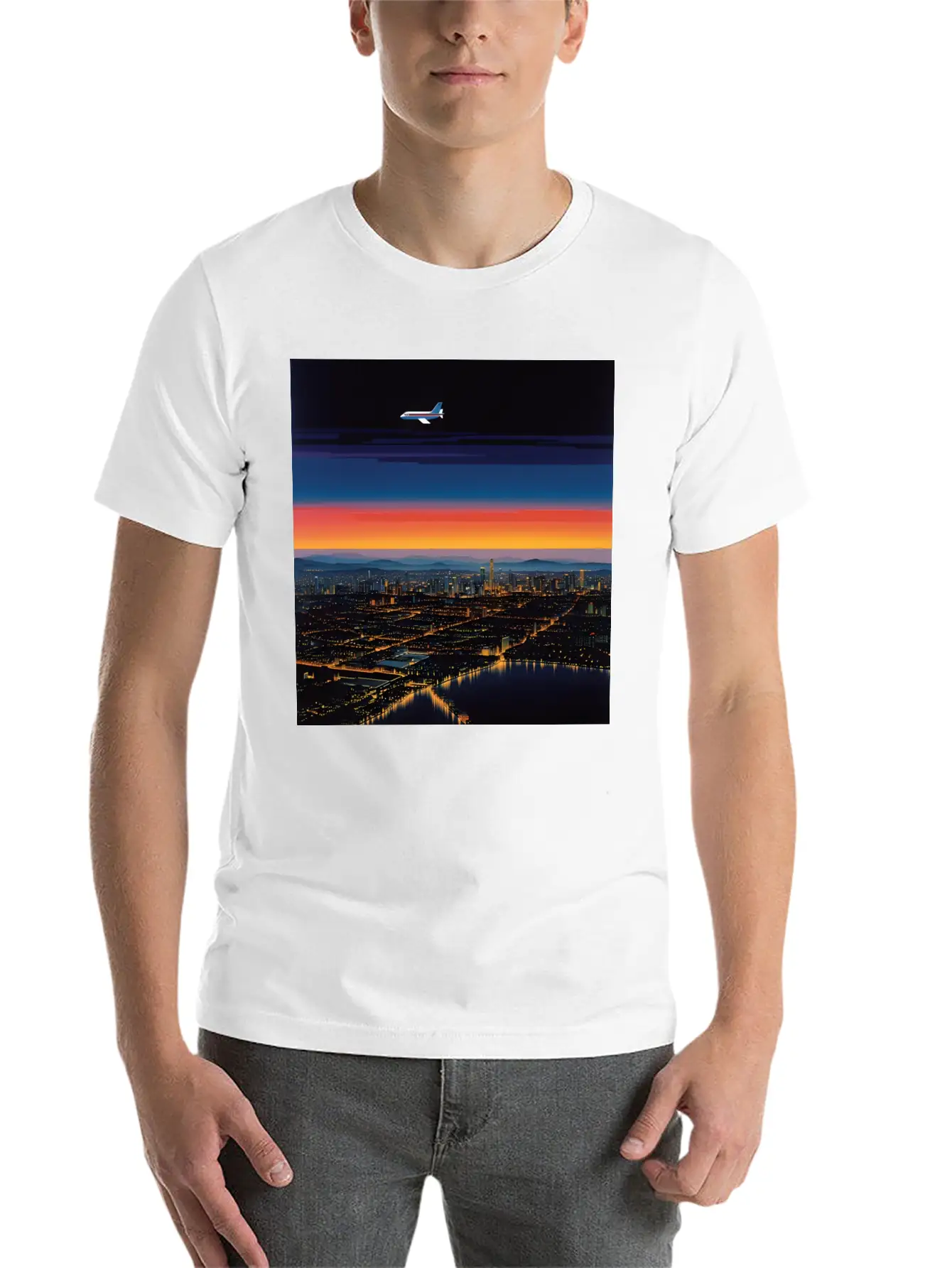 Nightscape Urban Hiroshi Nagai Abstract Essential Unisex Summer Tee – Soft Cotton Casual Fit