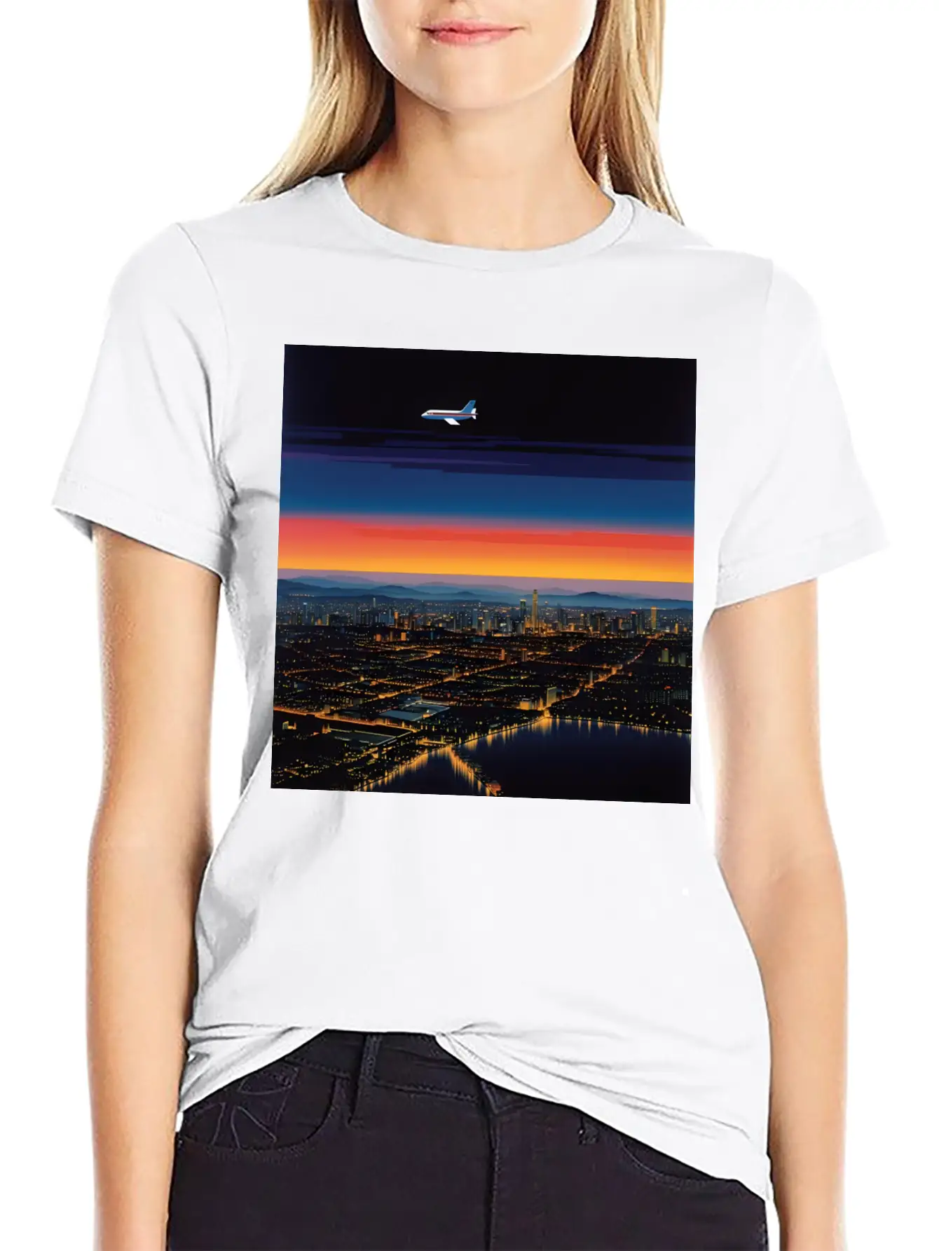 Nightscape Urban Hiroshi Nagai Abstract Essential Unisex Summer Tee – Soft Cotton Casual Fit