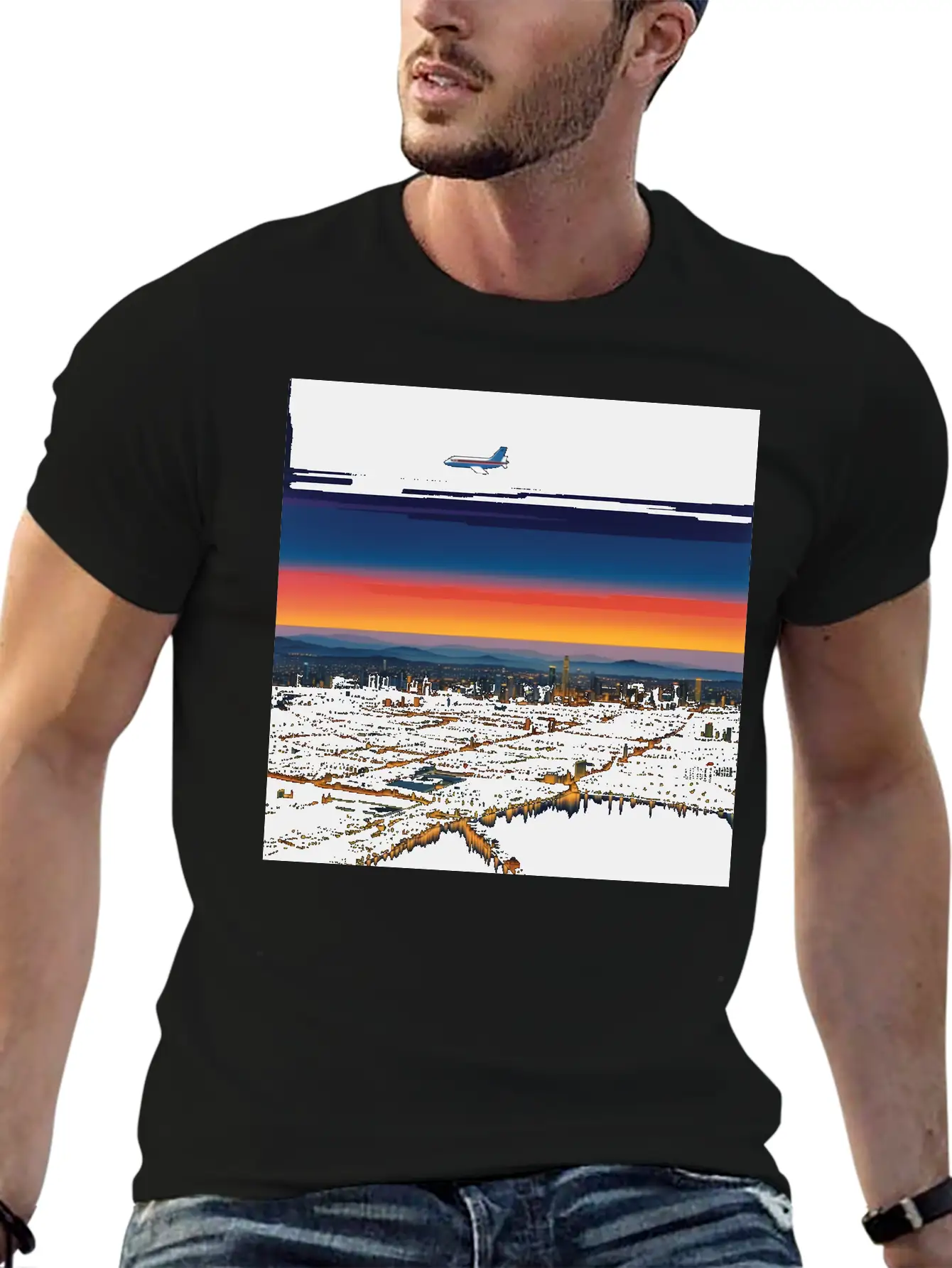 Nightscape Urban Hiroshi Nagai Abstract Essential Unisex Summer Tee – Soft Cotton Casual Fit