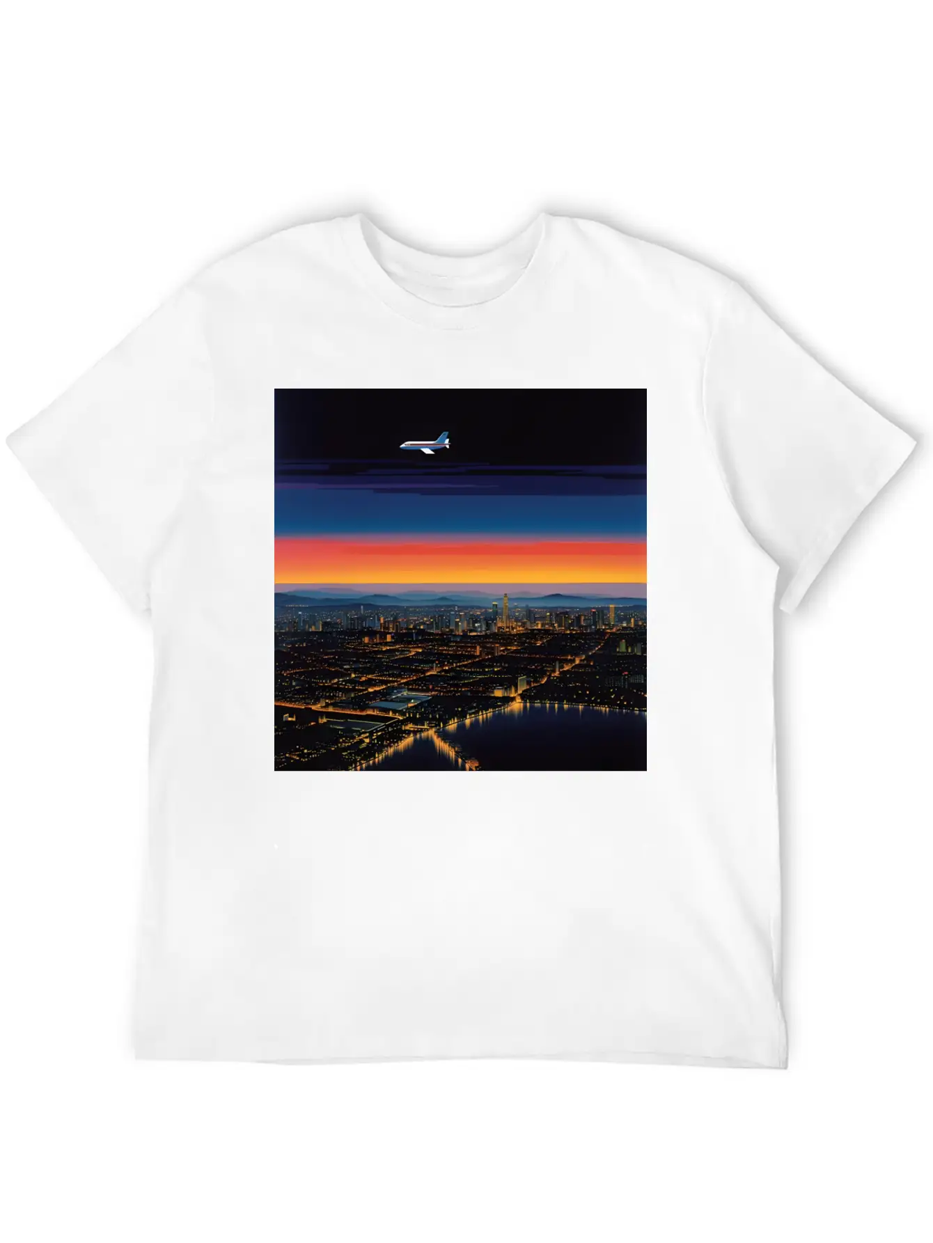 Nightscape Urban Hiroshi Nagai Abstract Essential Unisex Summer Tee – Soft Cotton Casual Fit
