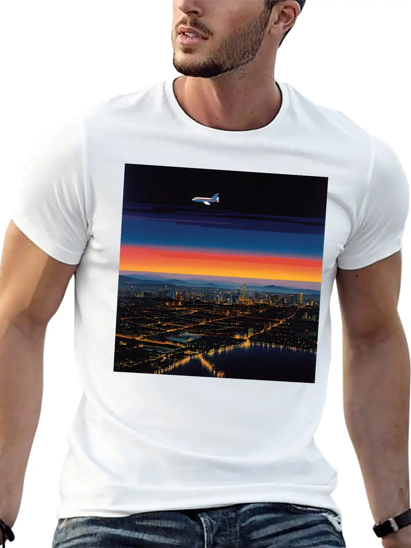 Nightscape Urban Hiroshi Nagai Abstract Essential Unisex Summer Tee – Soft Cotton Casual Fit