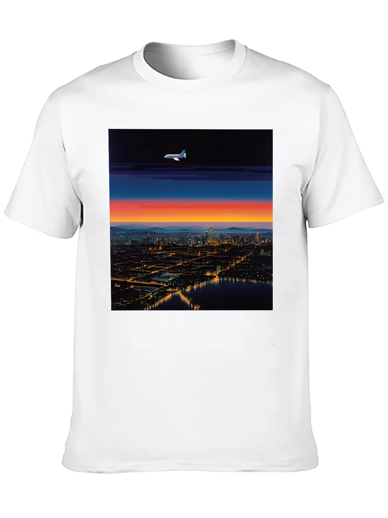 Nightscape Urban Hiroshi Nagai Abstract Essential Unisex Summer Tee – Soft Cotton Casual Fit