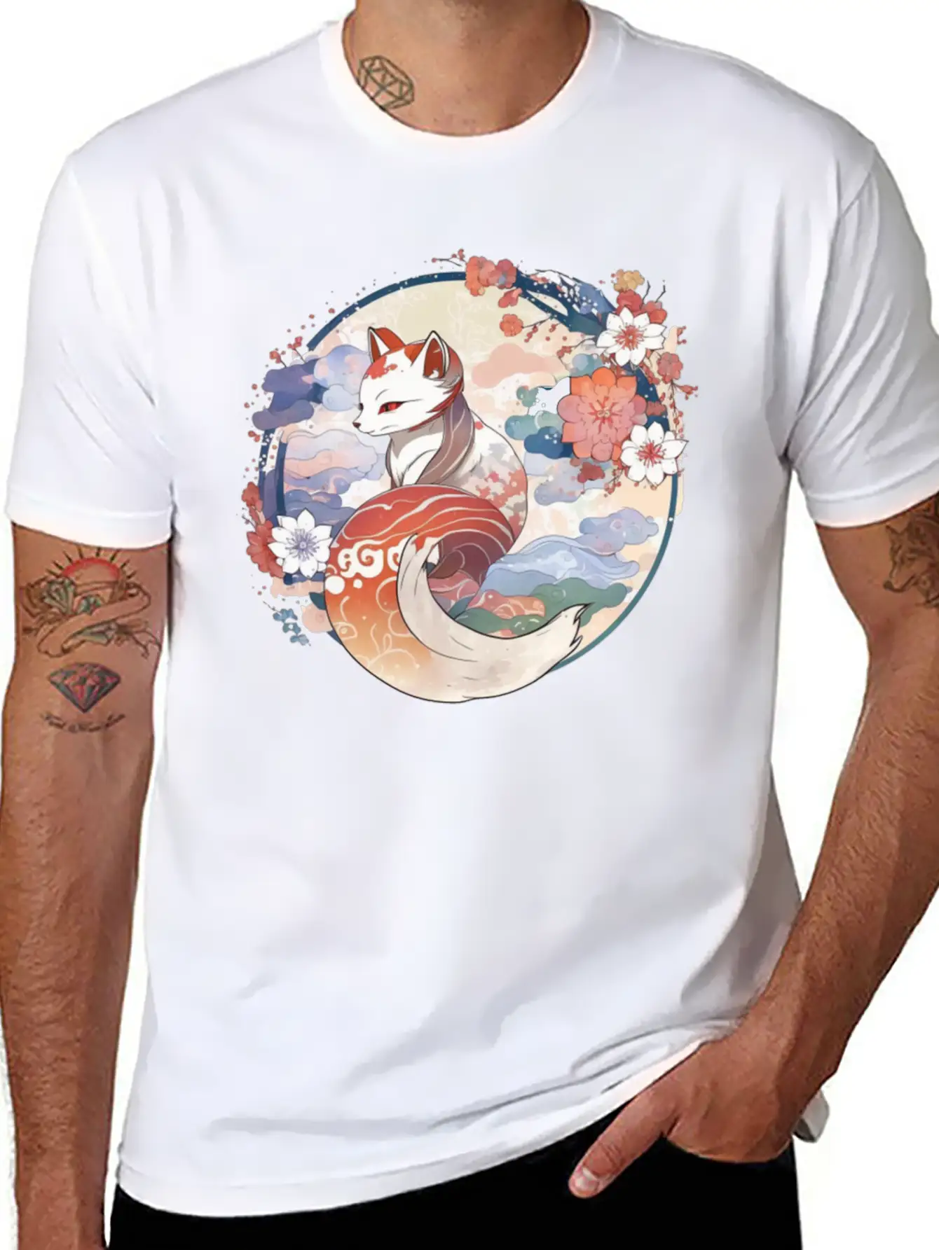 Nine Tailed Fox Spirit Stylish Everyday T-Shirt – Unisex Basic Cotton Tee
