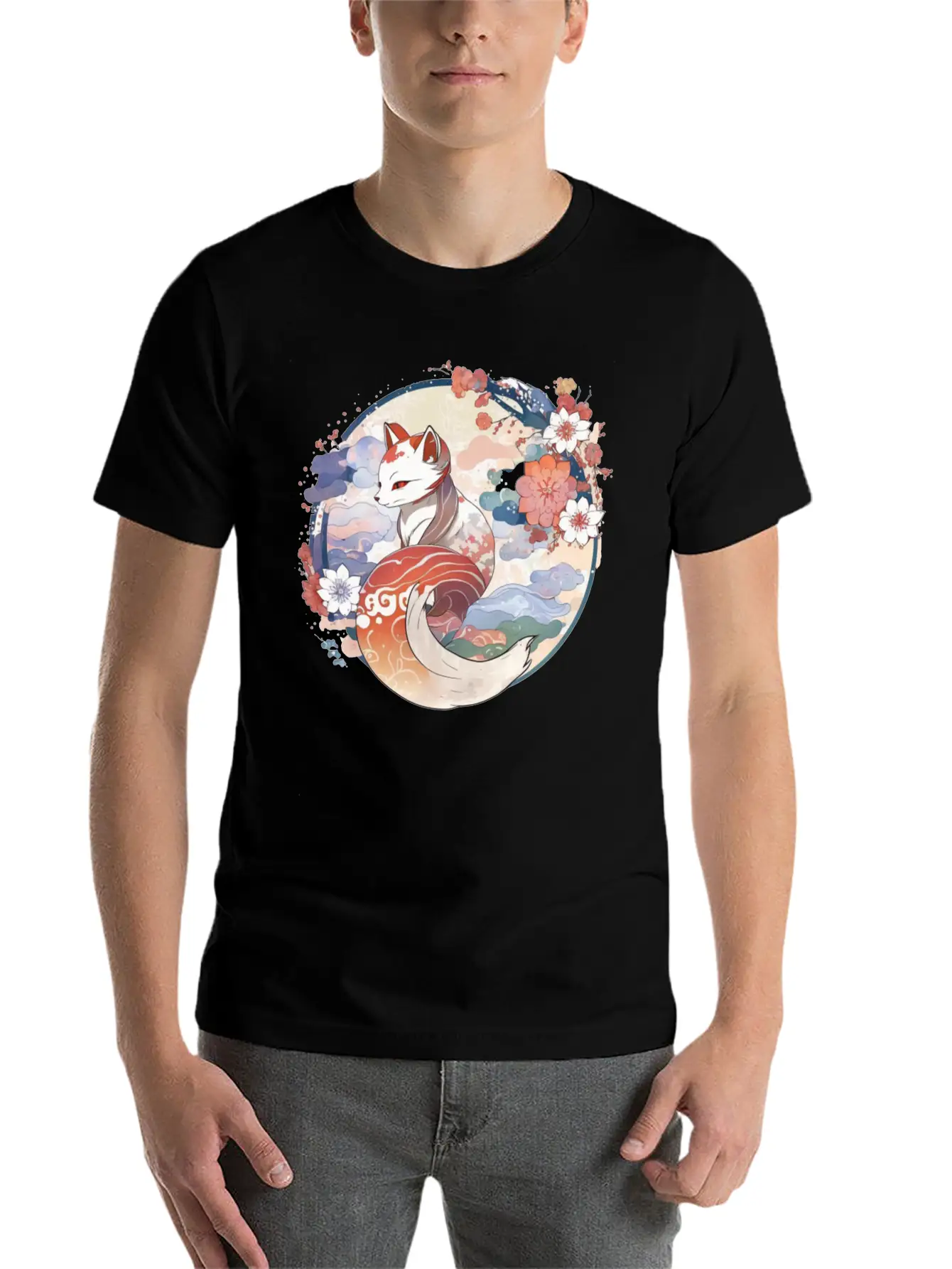Nine Tailed Fox Spirit Stylish Everyday T-Shirt – Unisex Basic Cotton Tee