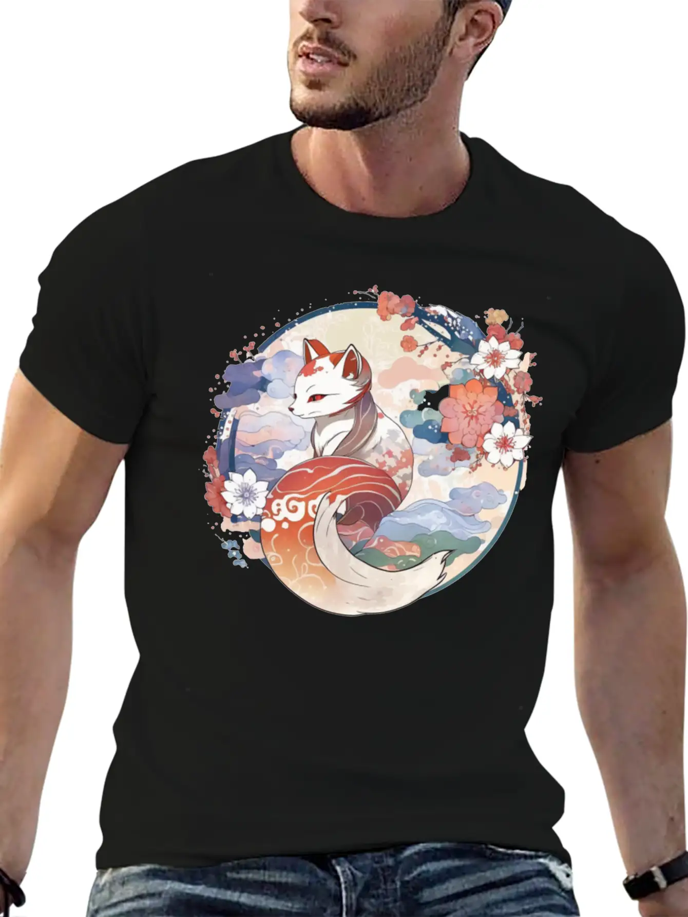 Nine Tailed Fox Spirit Stylish Everyday T-Shirt – Unisex Basic Cotton Tee