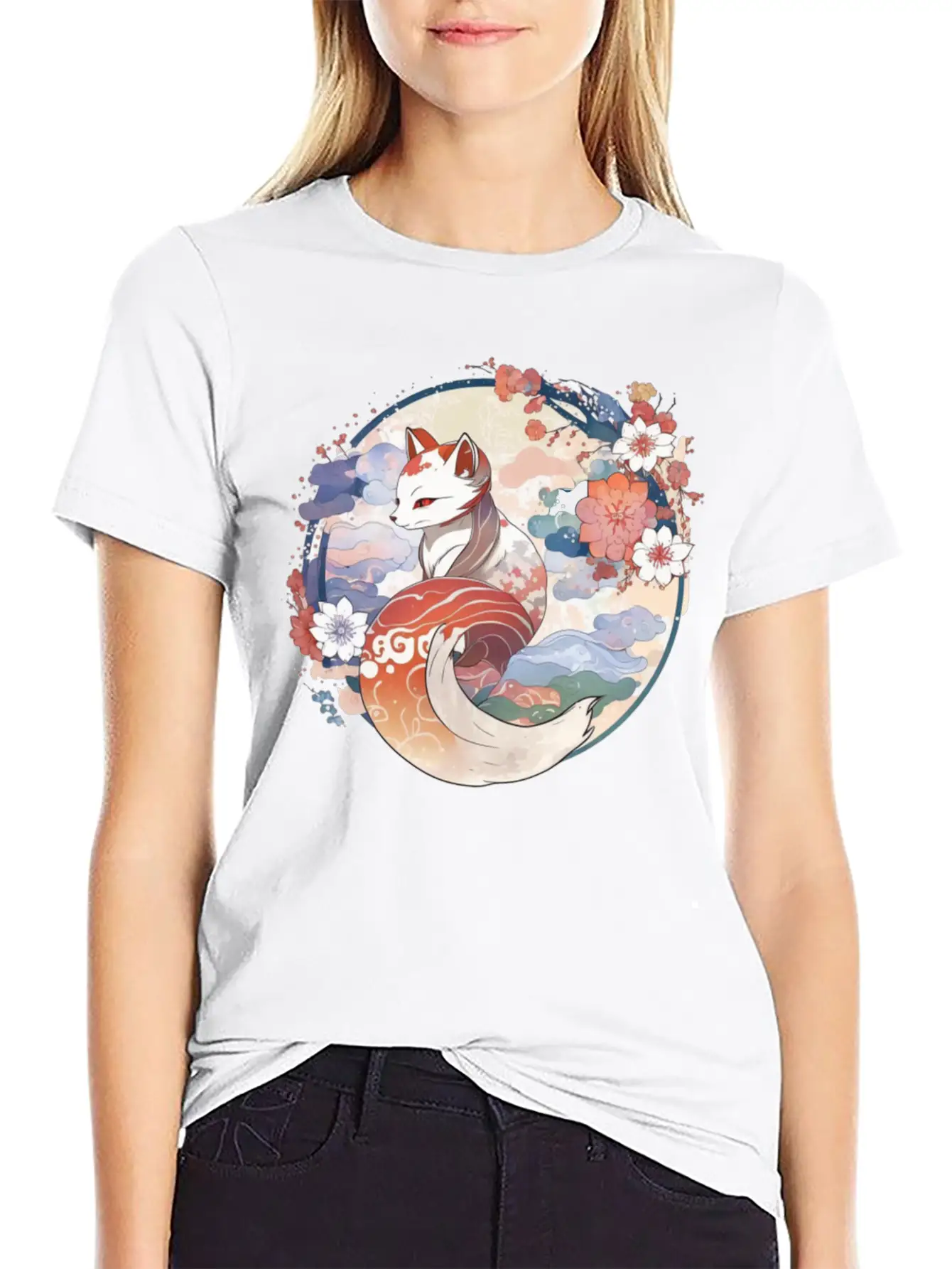 Nine Tailed Fox Spirit Stylish Everyday T-Shirt – Unisex Basic Cotton Tee