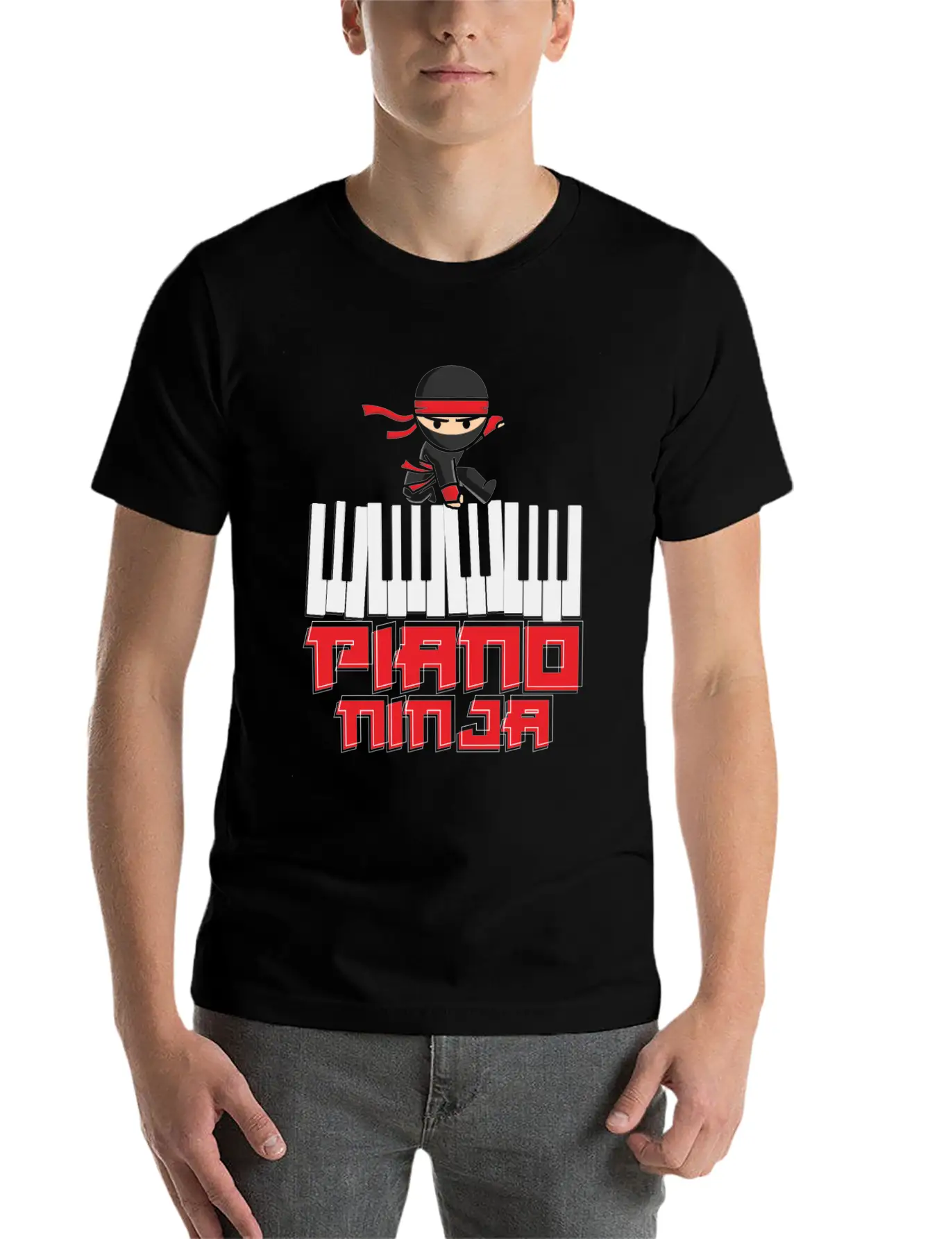 Ninja Musician Piano Piano Stylish Everyday T-Shirt – Unisex Basic Cotton Tee