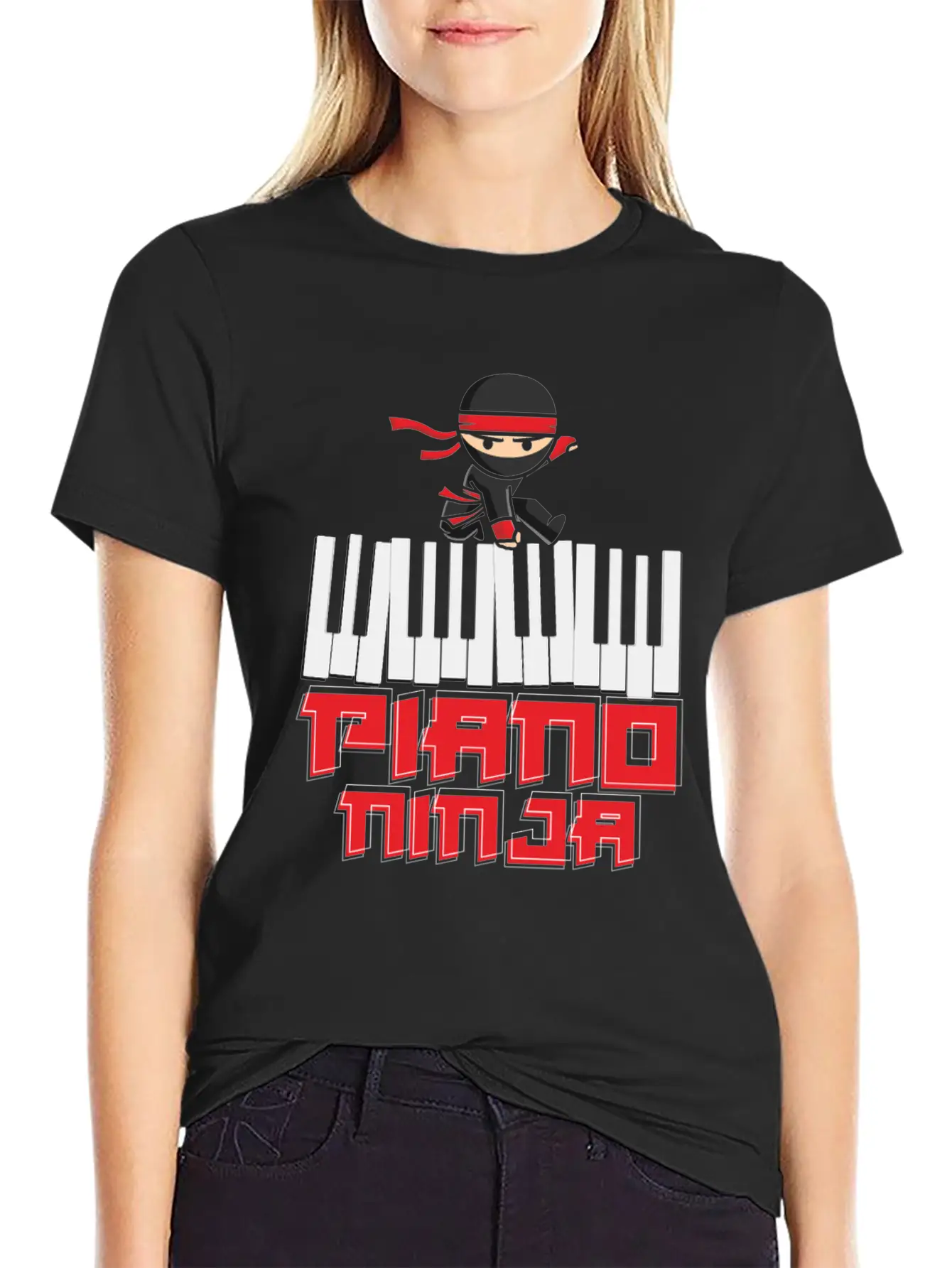 Ninja Musician Piano Piano Stylish Everyday T-Shirt – Unisex Basic Cotton Tee