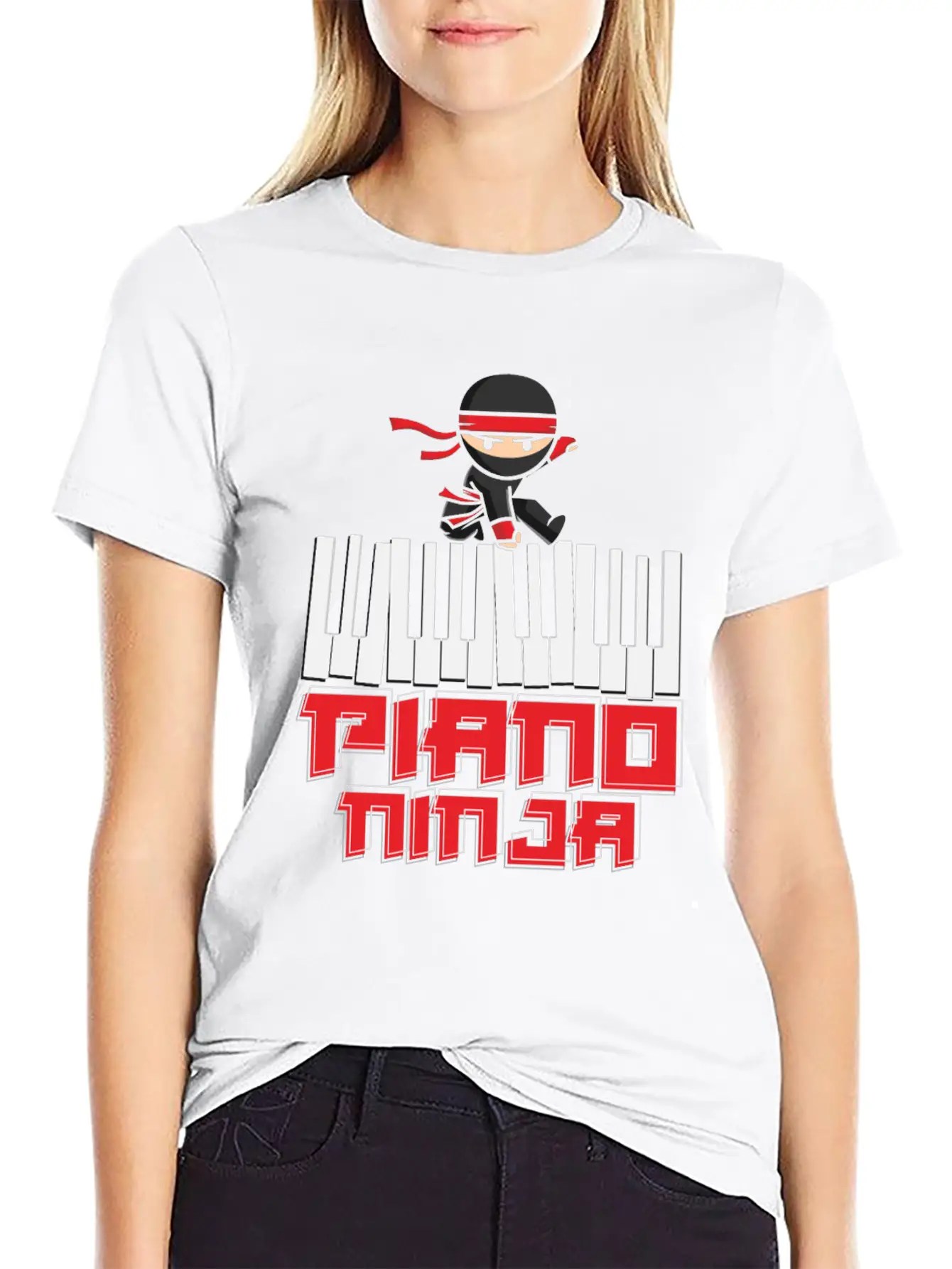 Ninja Musician Piano Piano Stylish Everyday T-Shirt – Unisex Basic Cotton Tee