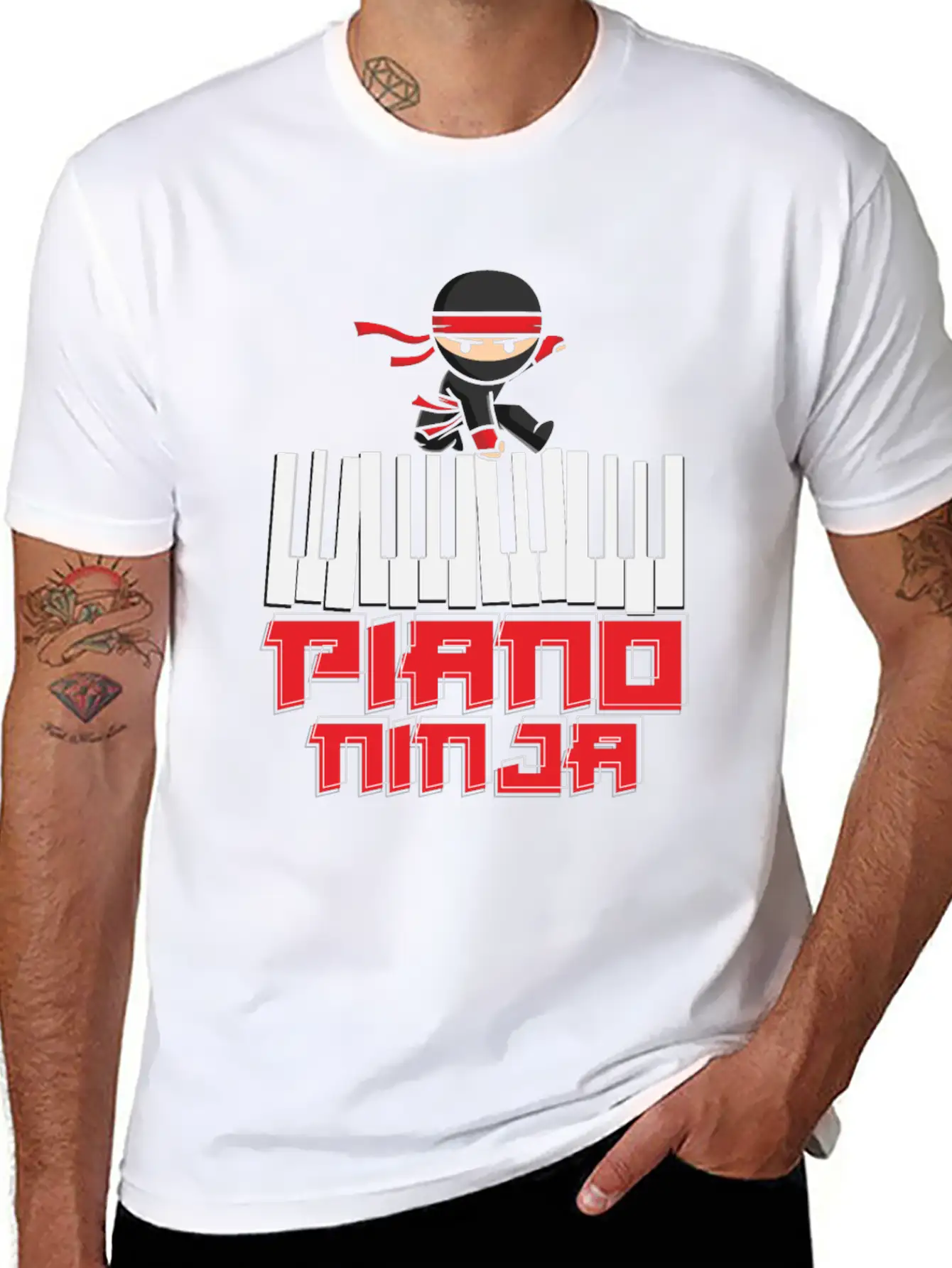 Ninja Musician Piano Piano Stylish Everyday T-Shirt – Unisex Basic Cotton Tee