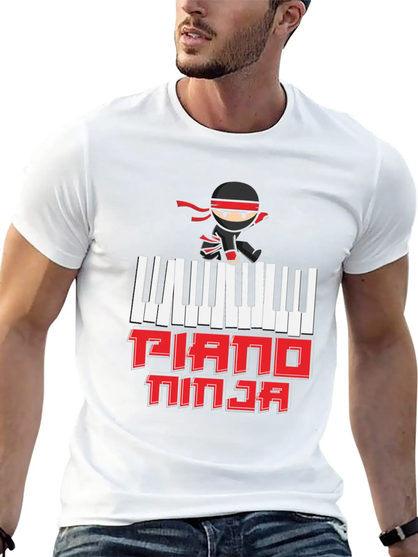Ninja Musician Piano Piano Stylish Everyday T-Shirt – Unisex Basic Cotton Tee