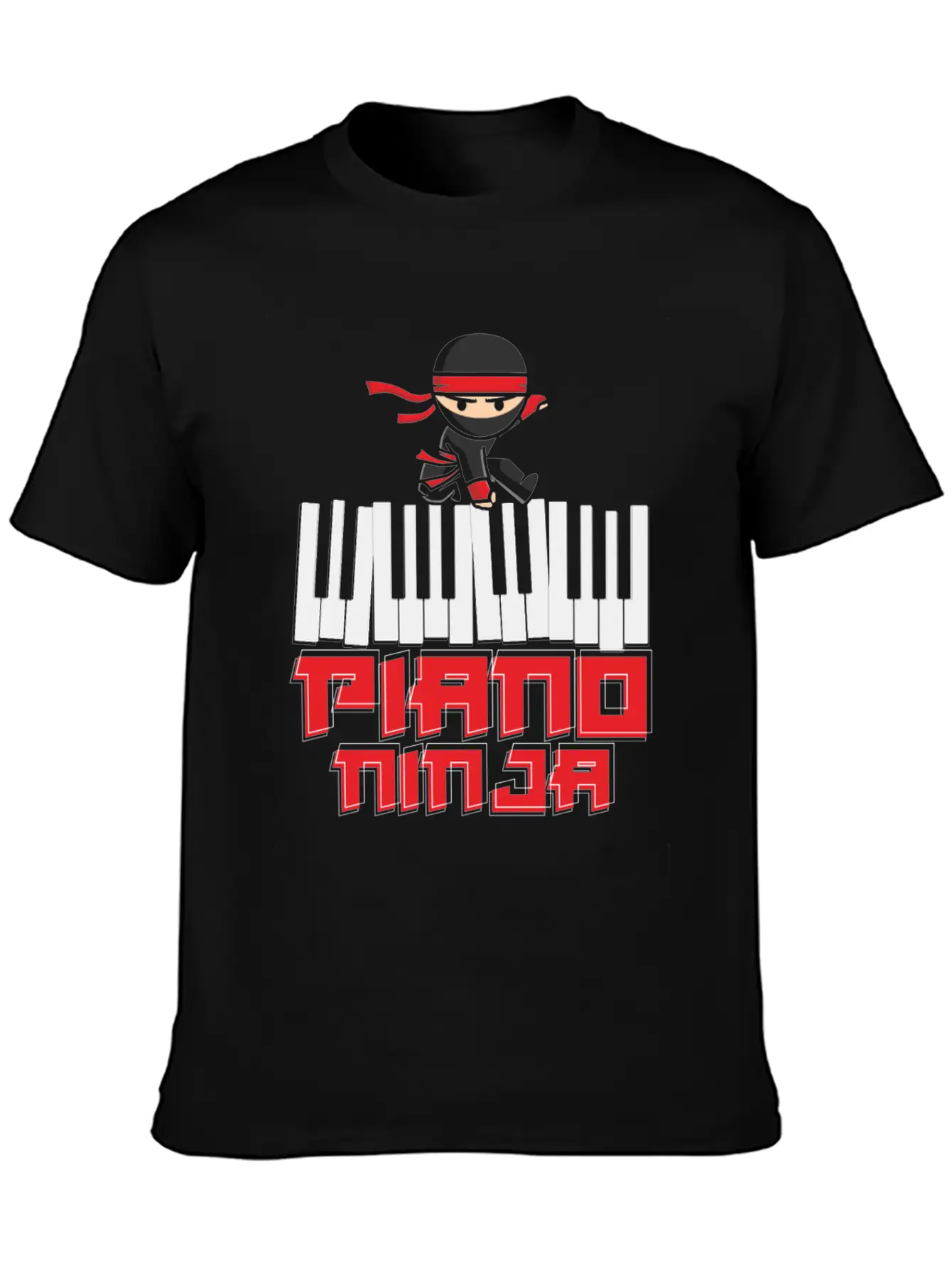 Ninja Musician Piano Piano Stylish Everyday T-Shirt – Unisex Basic Cotton Tee