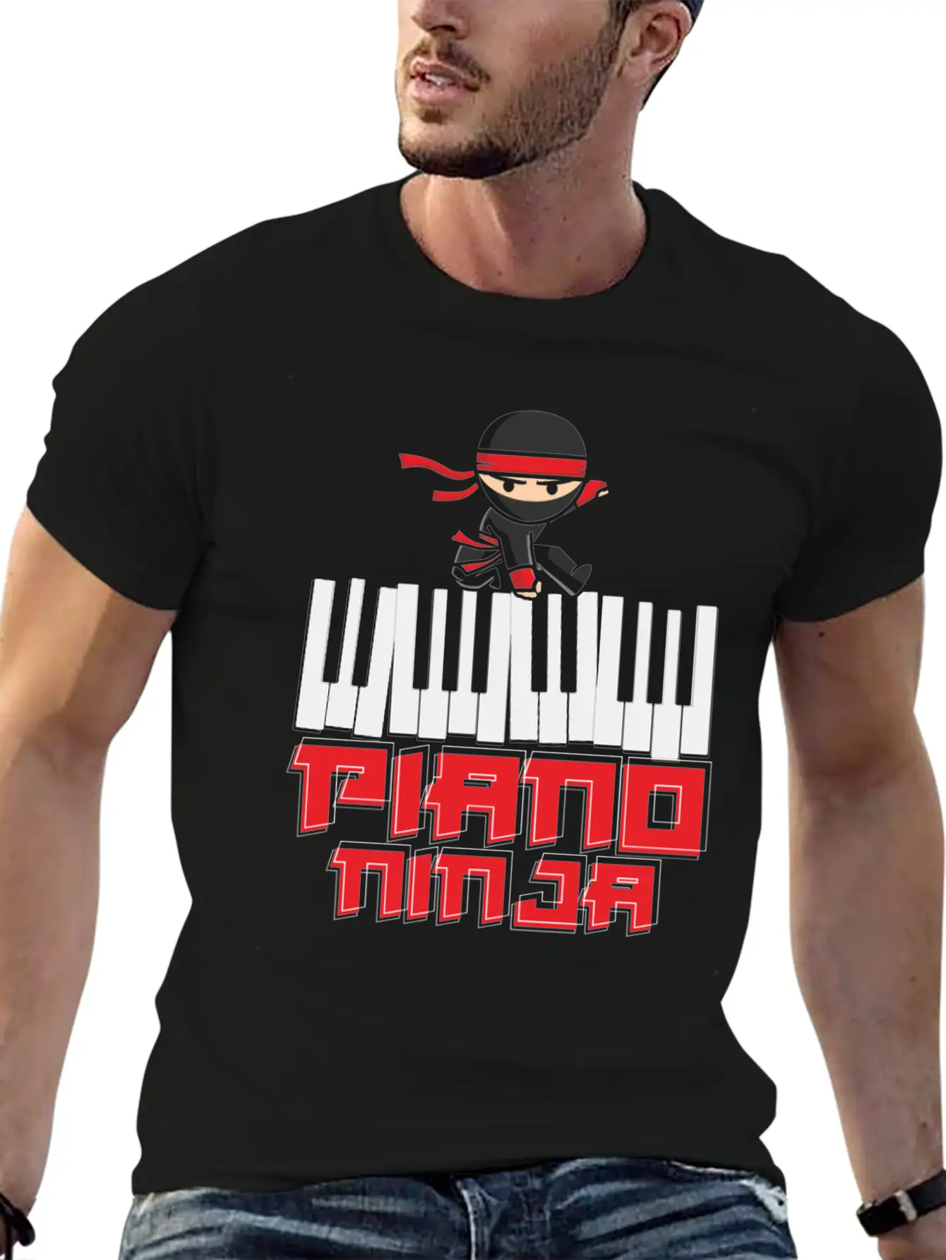 Ninja Musician Piano Piano Stylish Everyday T-Shirt – Unisex Basic Cotton Tee
