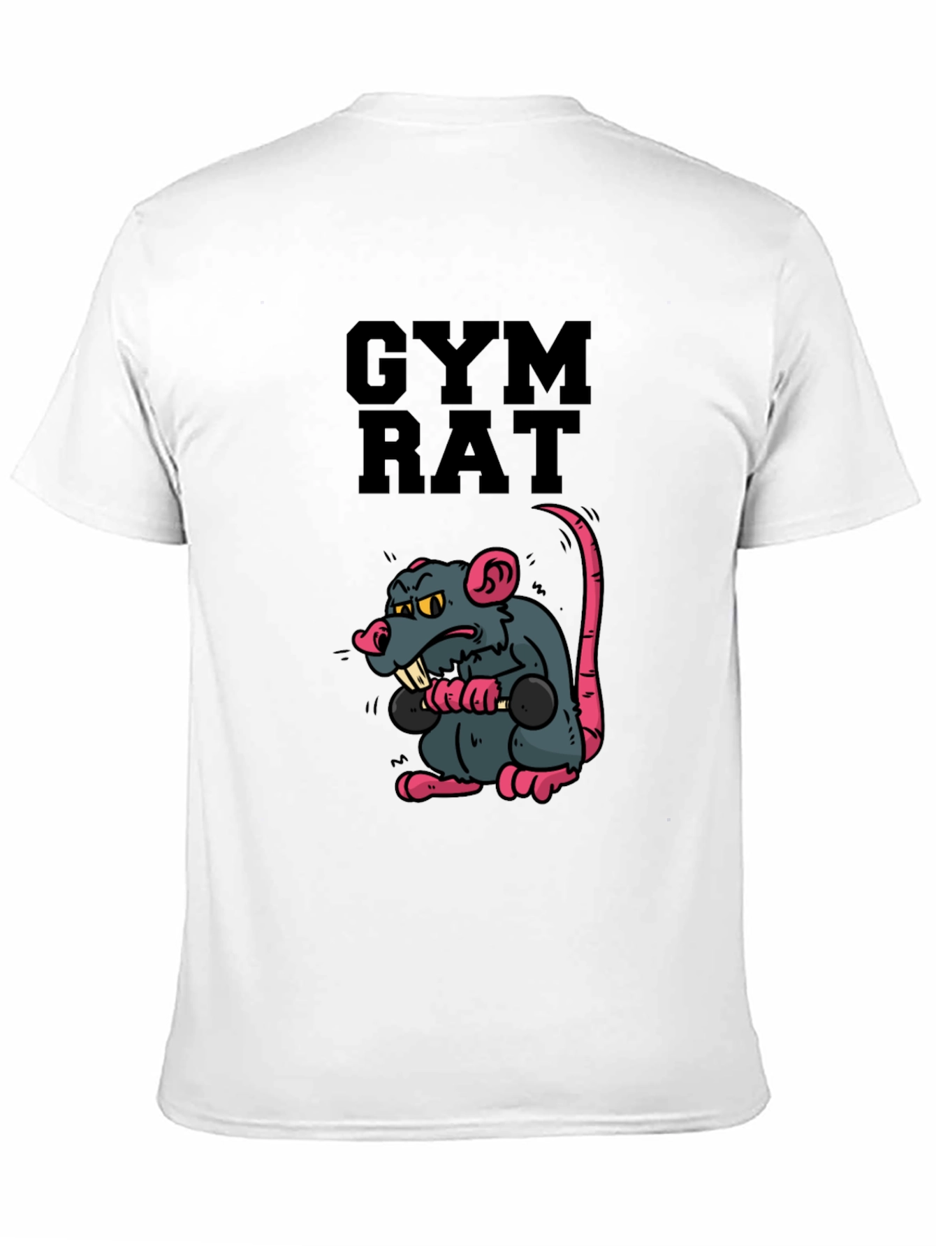 Gym Rat Cartoon Graphic Black T-Shirt