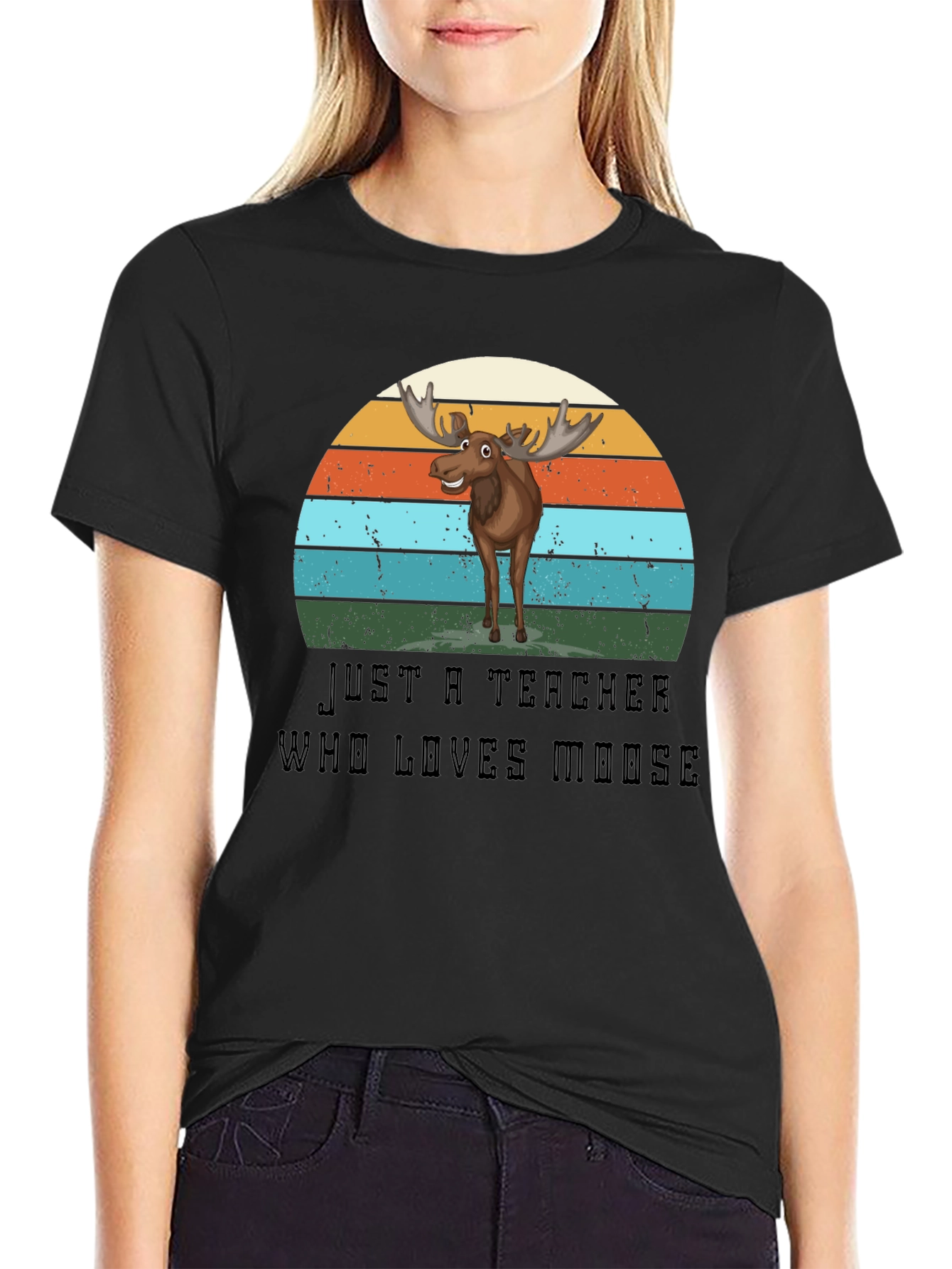 Teacher Who Loves Moose Graphic T-Shirt