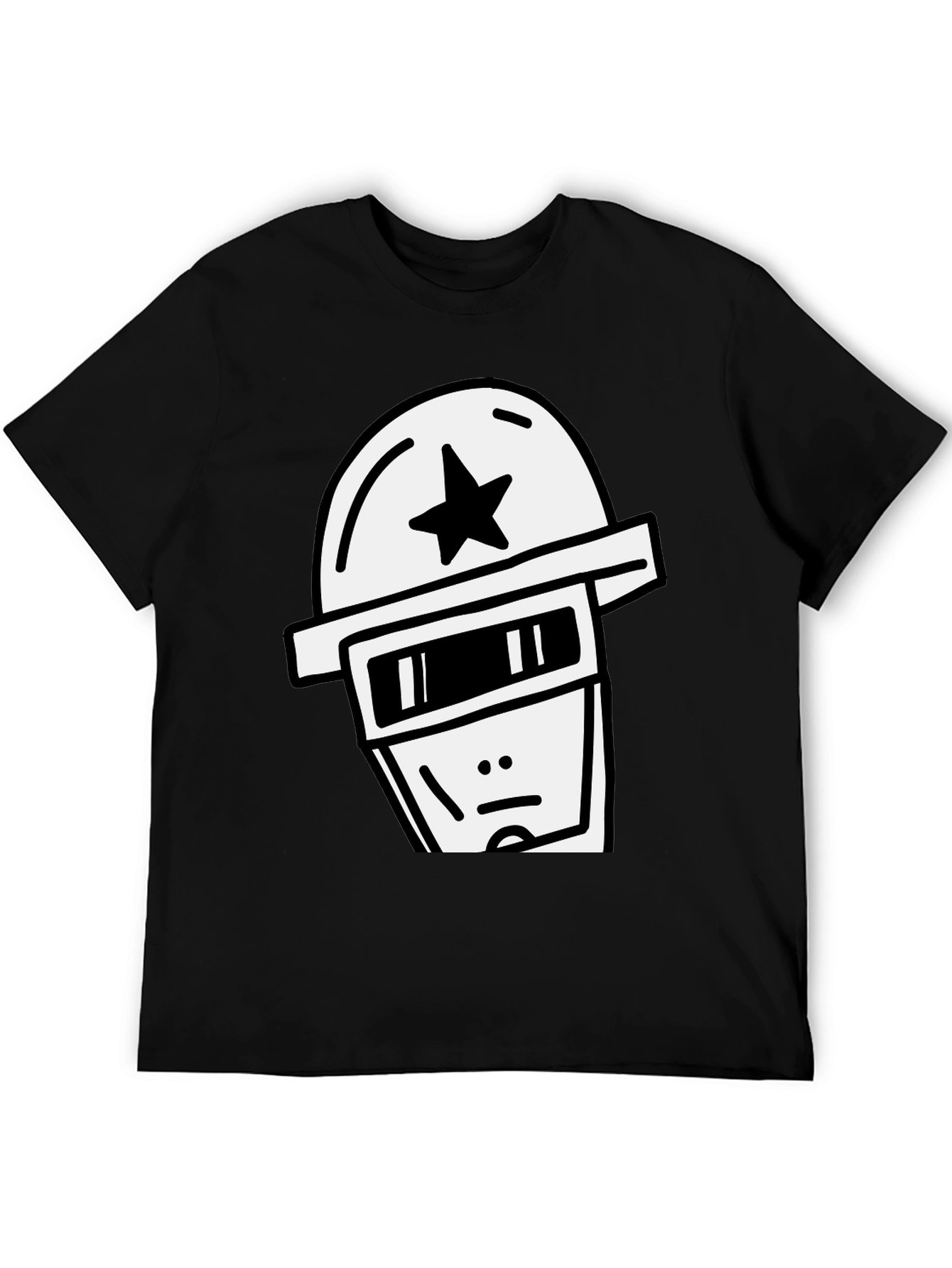 Cool Graphic Tee - Star Helmet Robot Design