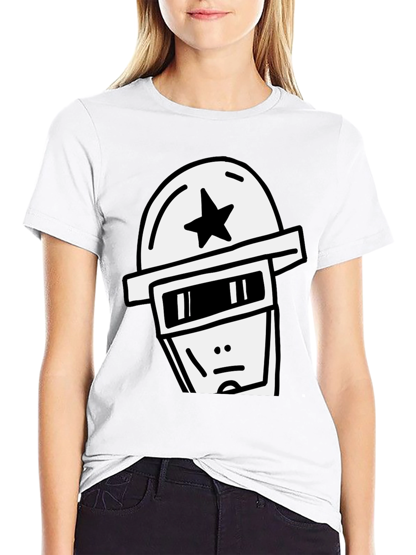 Cool Graphic Tee - Star Helmet Robot Design
